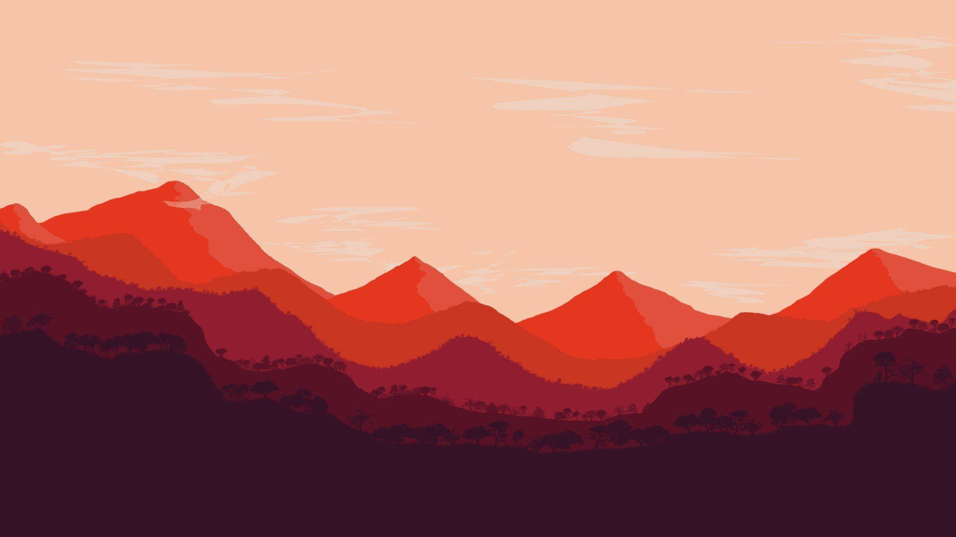 Red Mountain, powder pink sky, sunset, Full HD Desktop Wallpaper