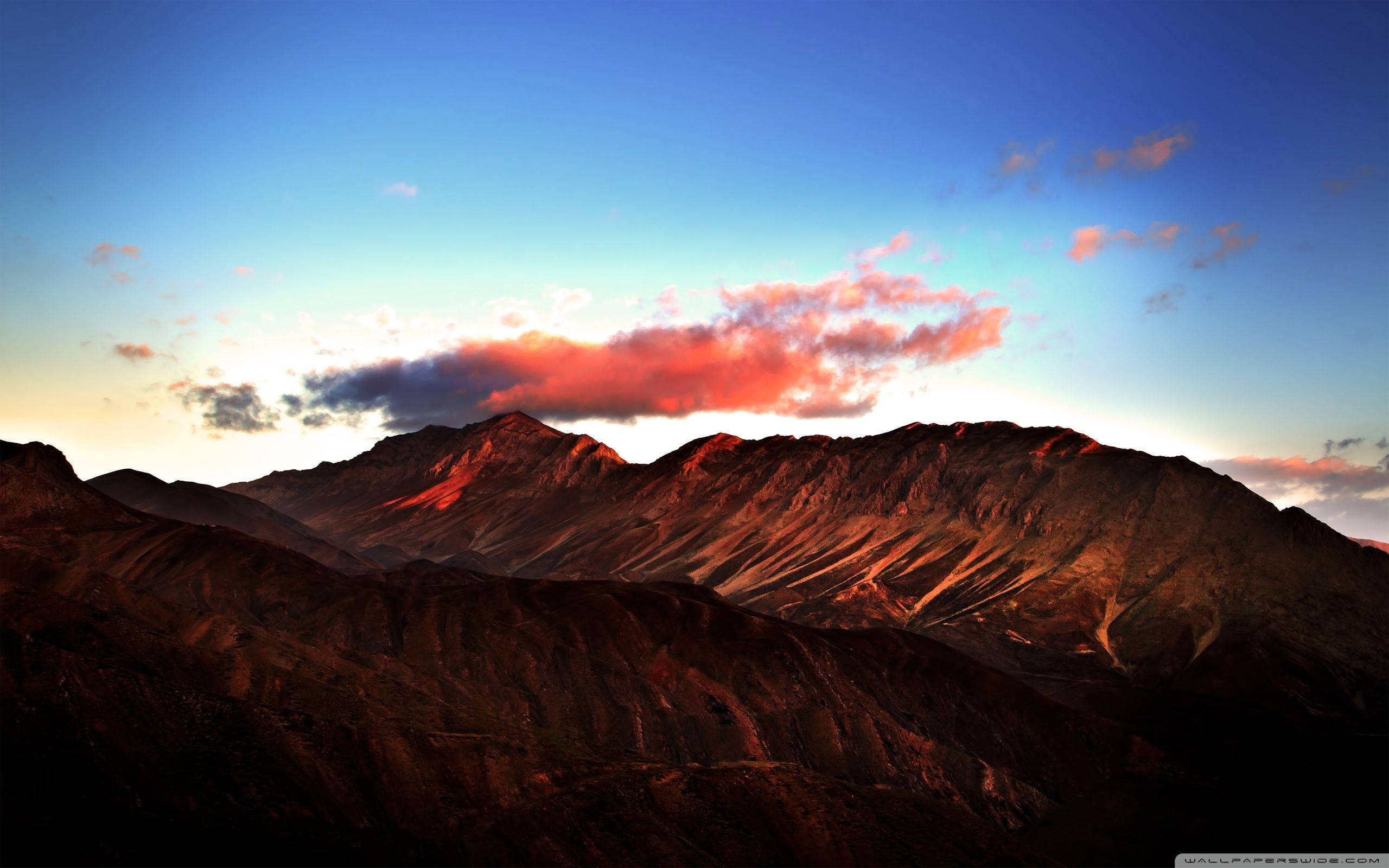Sunset, fiery orange, gradient blue sky, 2K Desktop Wallpaper