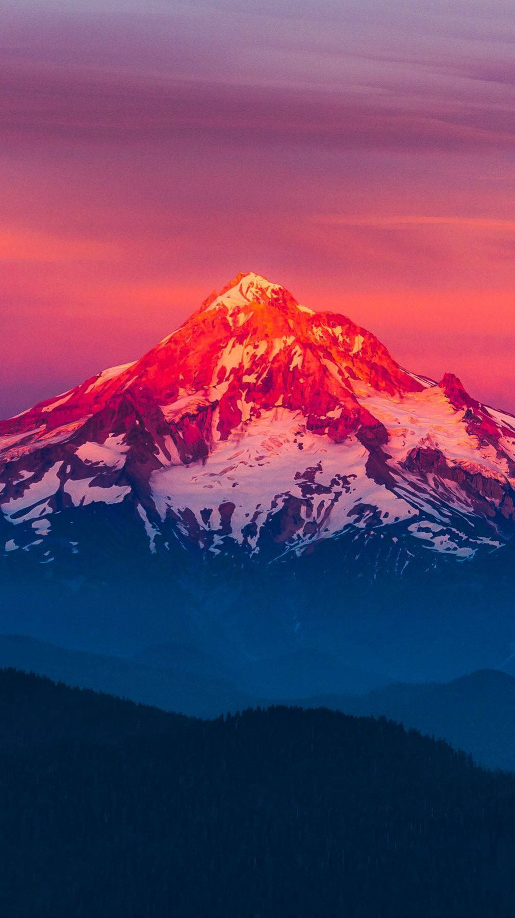 Red Mountain, snowcapped mountain peak, fiery orange and pink, HD Phone Wallpaper
