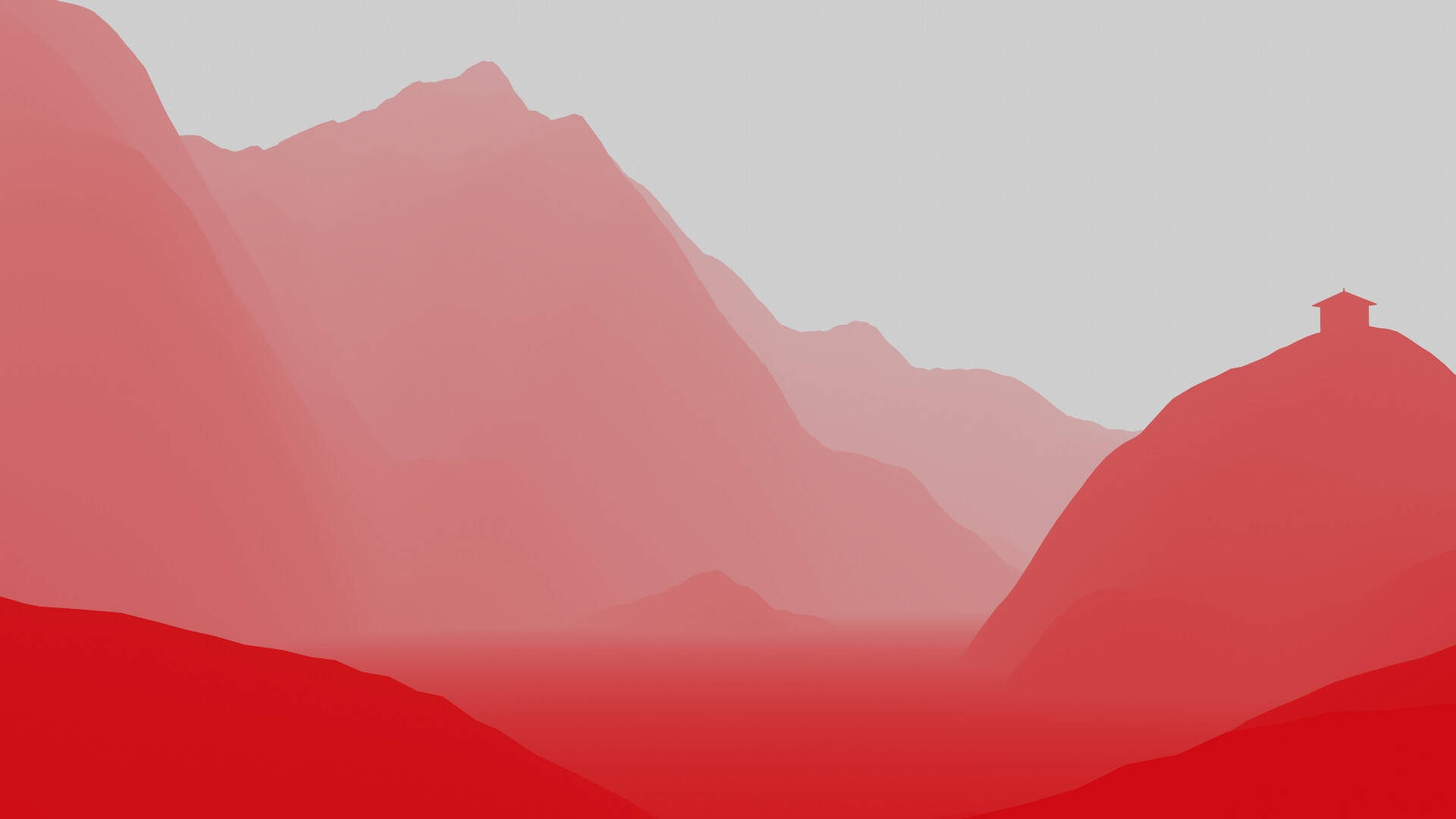 Red Mountain, Sunset, gradient reds, Full HD Desktop Wallpaper