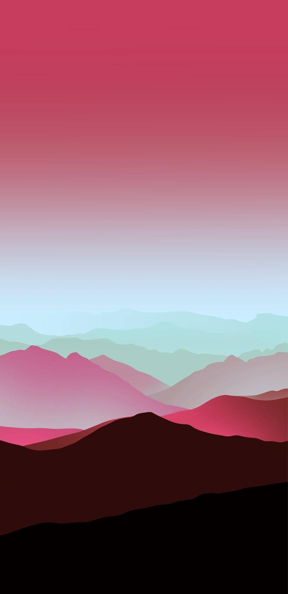 Red Mountain, deep red, soft blue, Full HD Phone Wallpaper