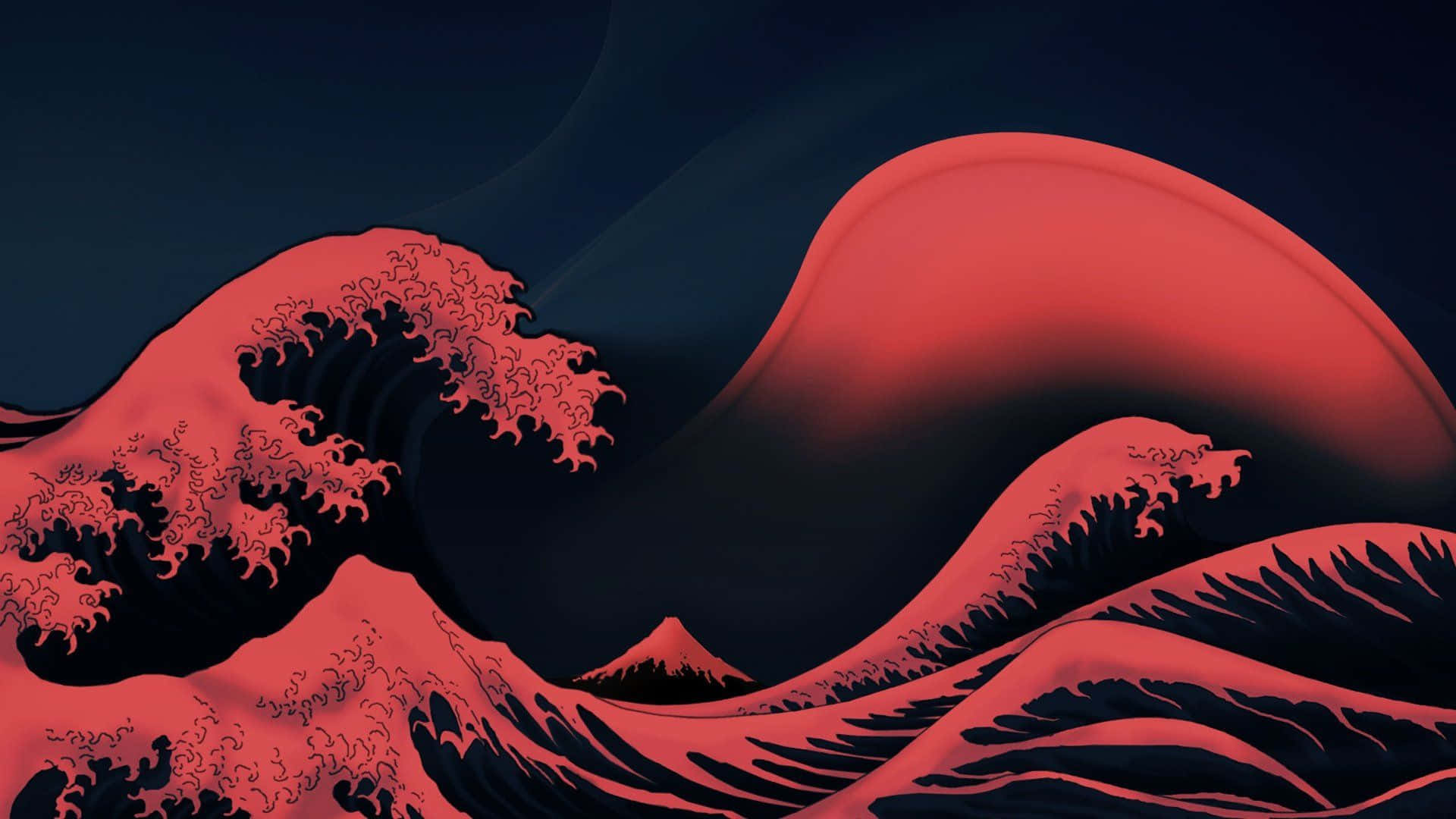 Red Wave Pc, red wave, dark backdrop, Full HD Desktop Wallpaper