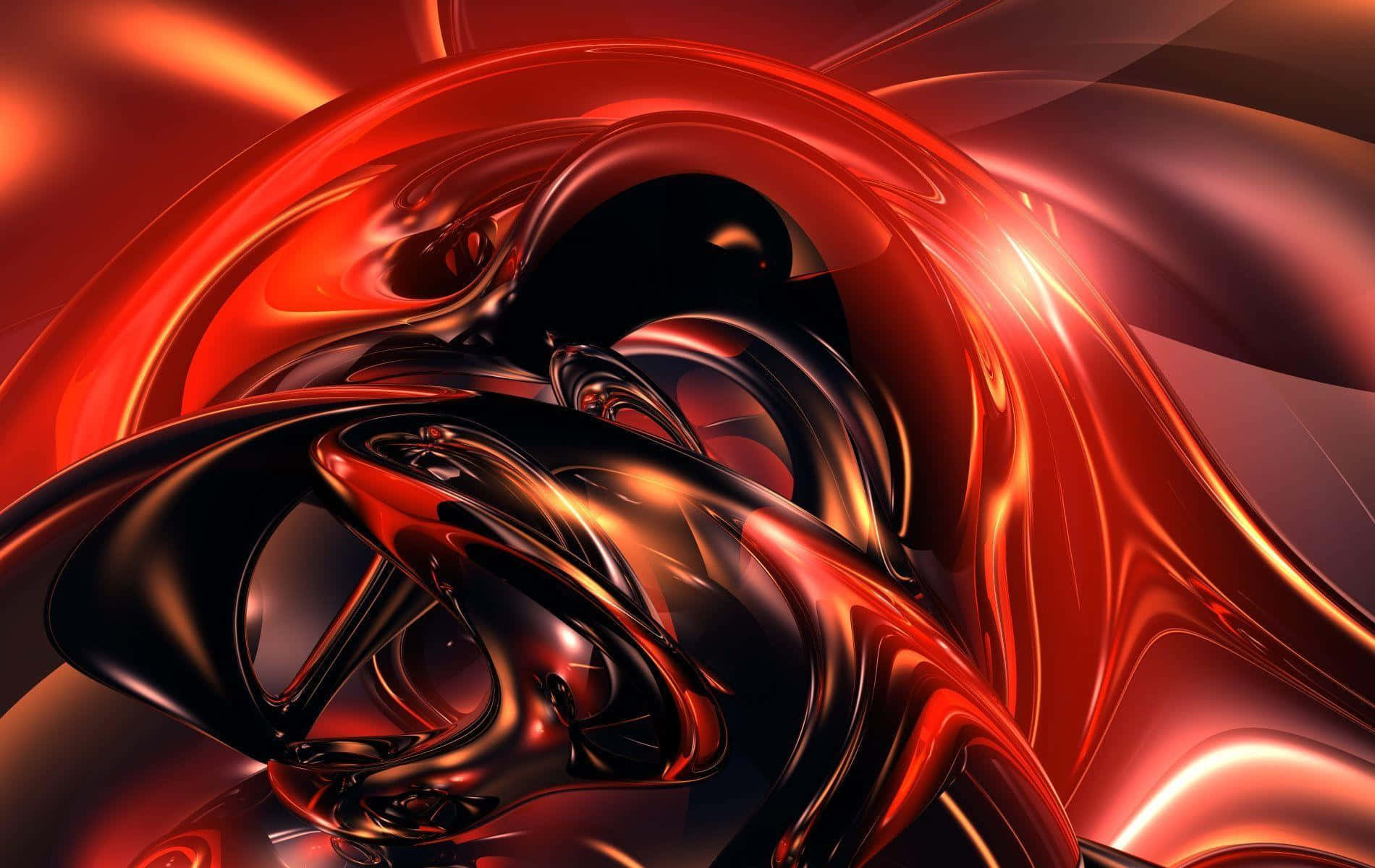 Red Pc, vibrant red, black liquid metal, HD Desktop Wallpaper