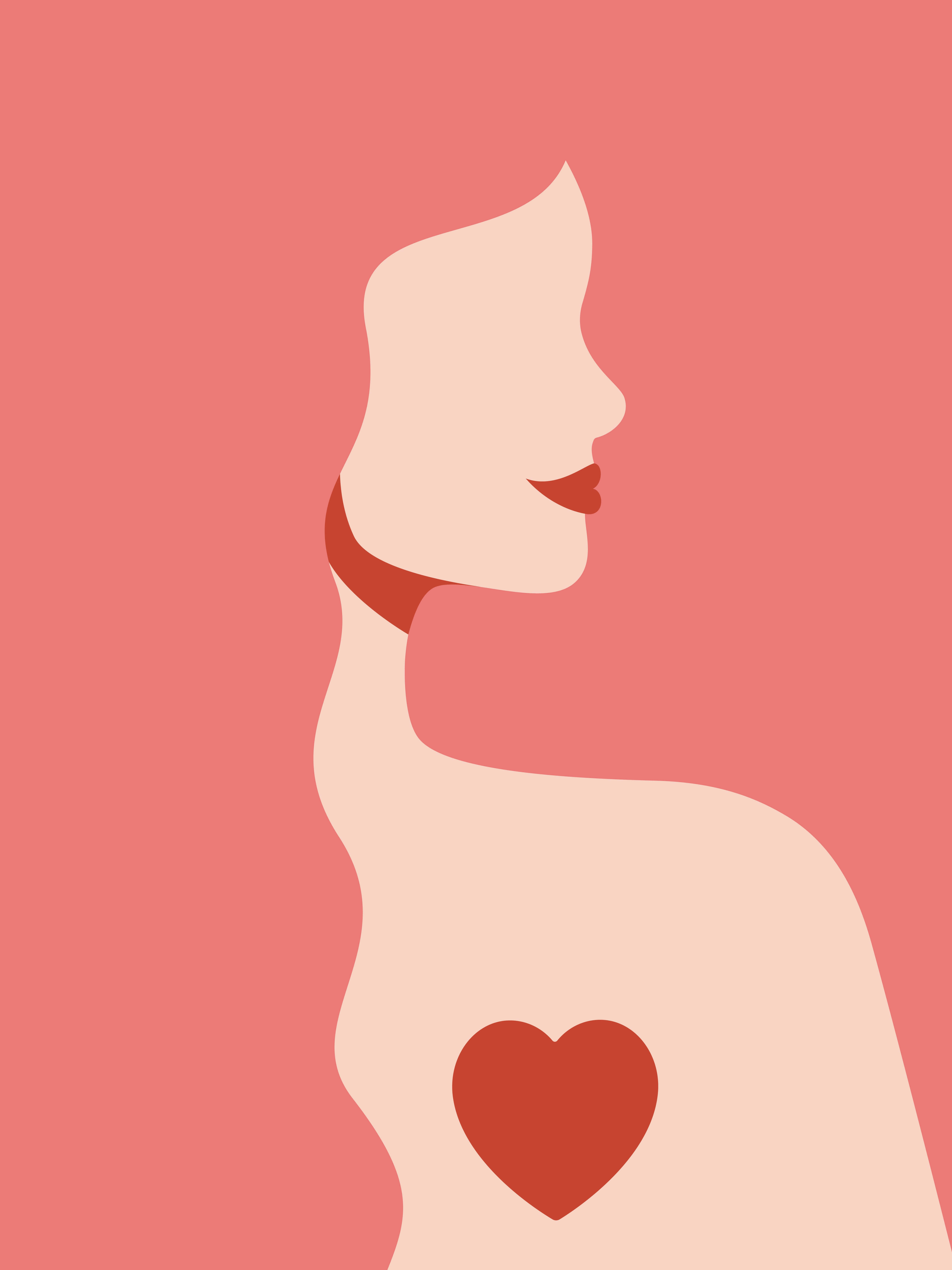 woman, red heart, solid pink background, 5K Phone Wallpaper