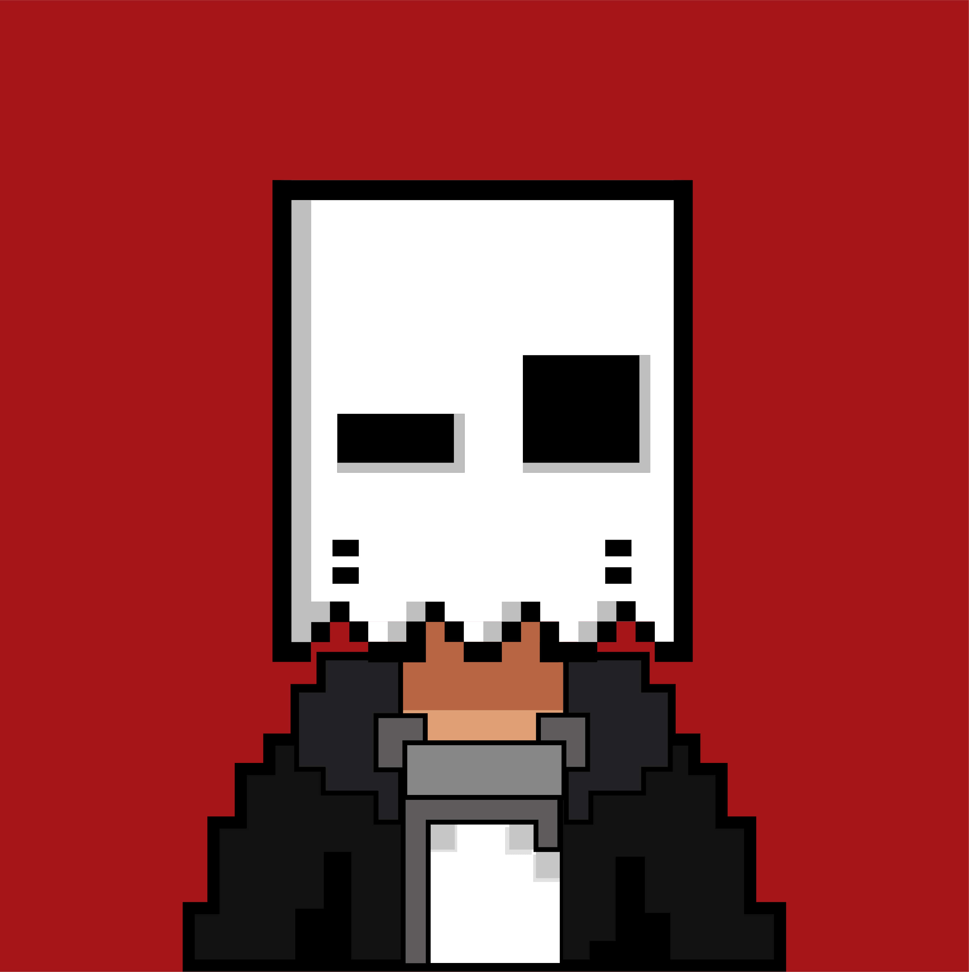 pixel-art character, white mask, black eyes, 2K Phone Wallpaper