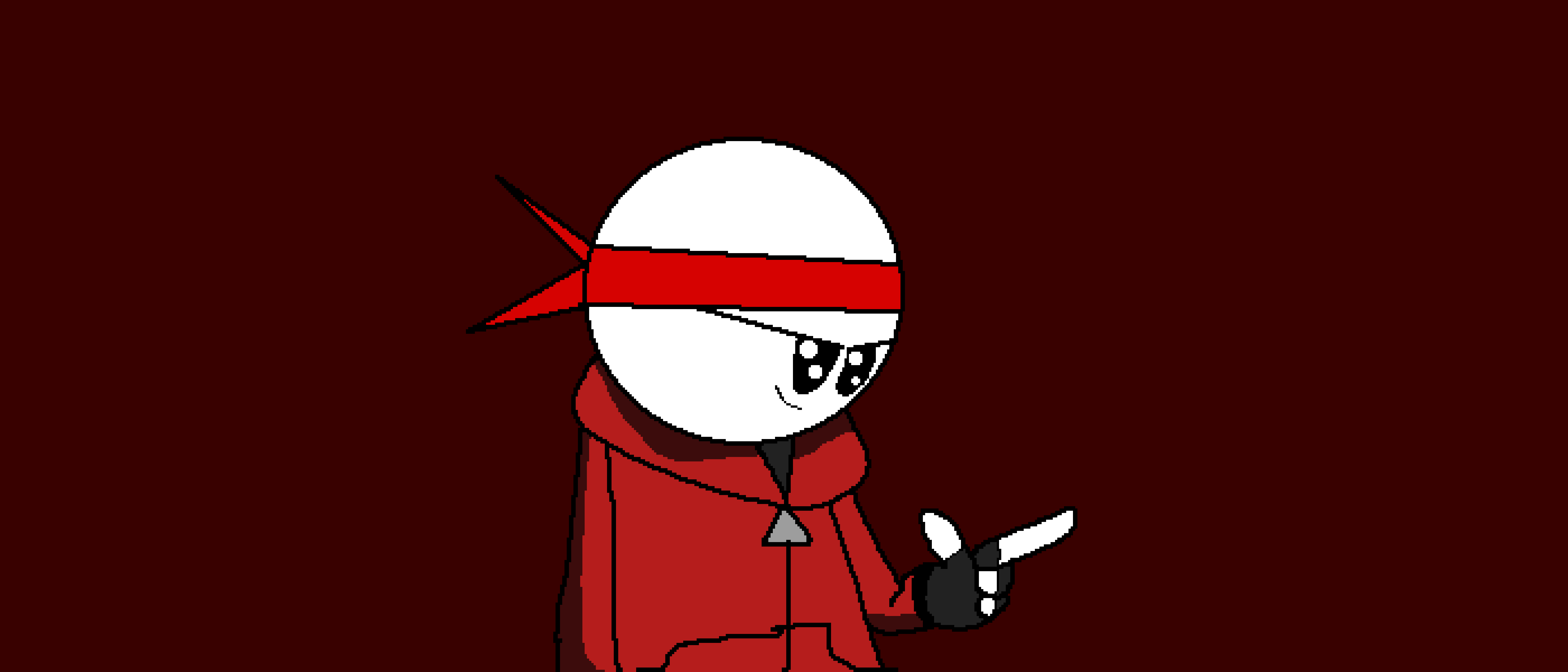 cartoon ninja, red cloak, blindfold, 5K Desktop Wallpaper