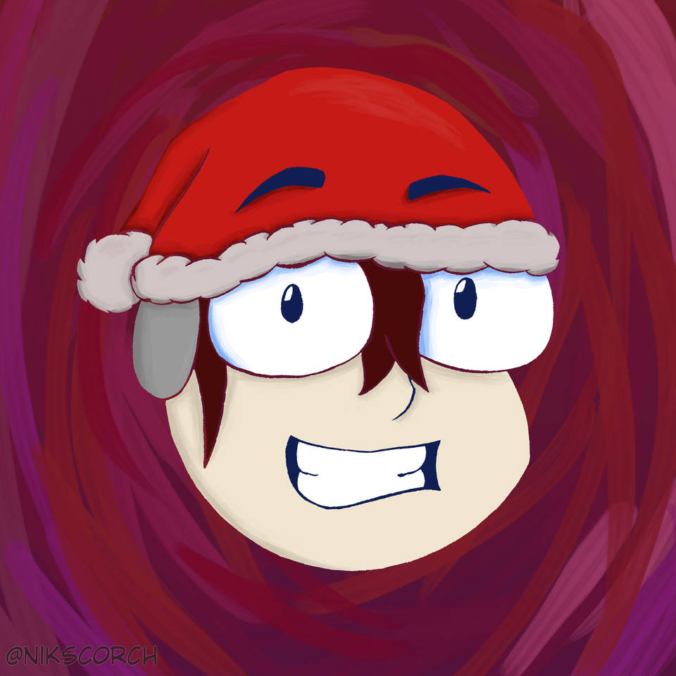 Santa hat, cartoon character, swirling red and purple background, SD Desktop Wallpaper