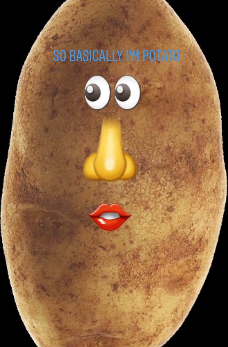 potato with face, anthropomorphized vegetable, cartoon eyes nose and lips, SD Phone Wallpaper