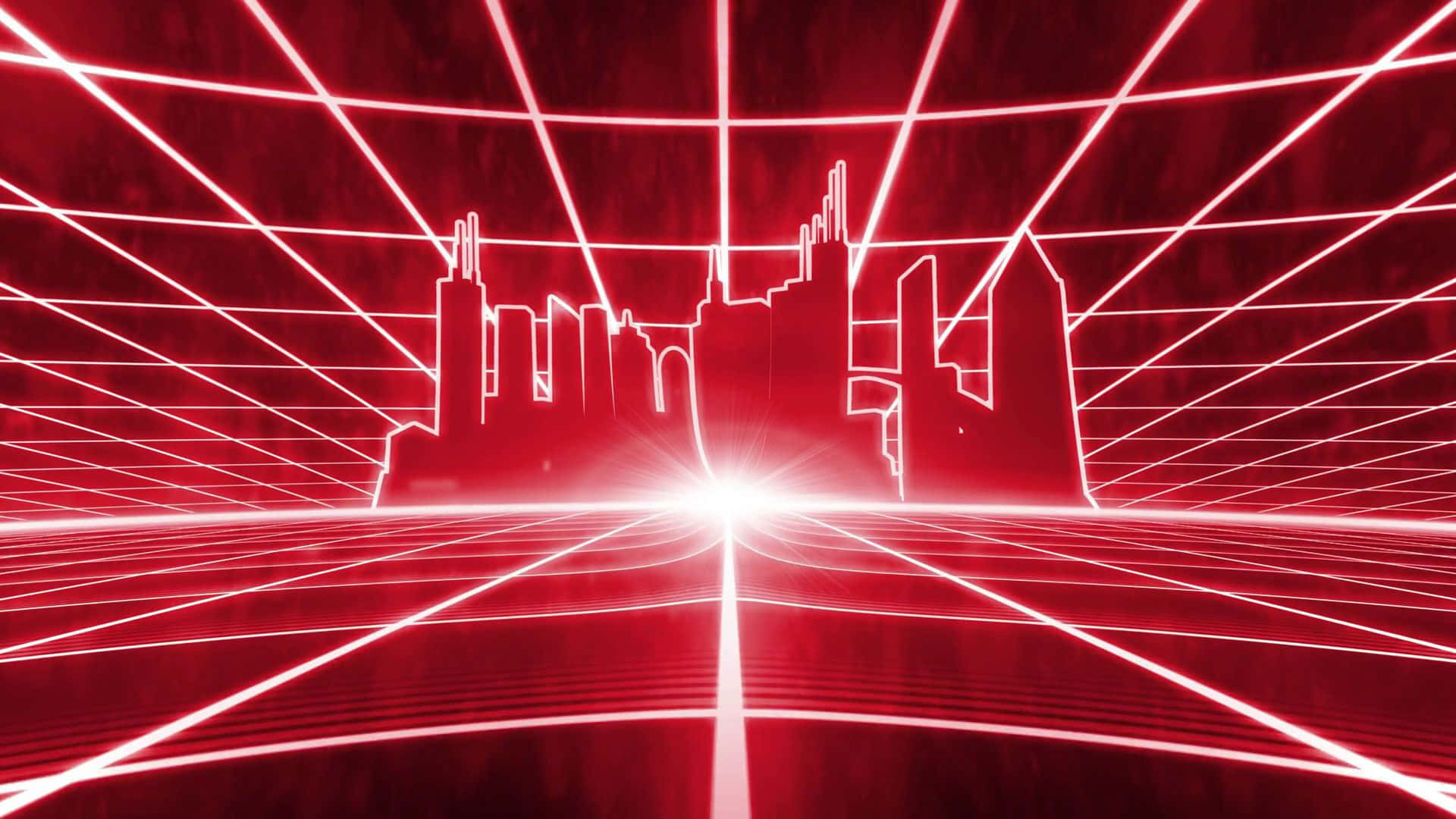 Red Retro 80s Aesthetic, neon lights, glowing red neon grid, Full HD Desktop Wallpaper