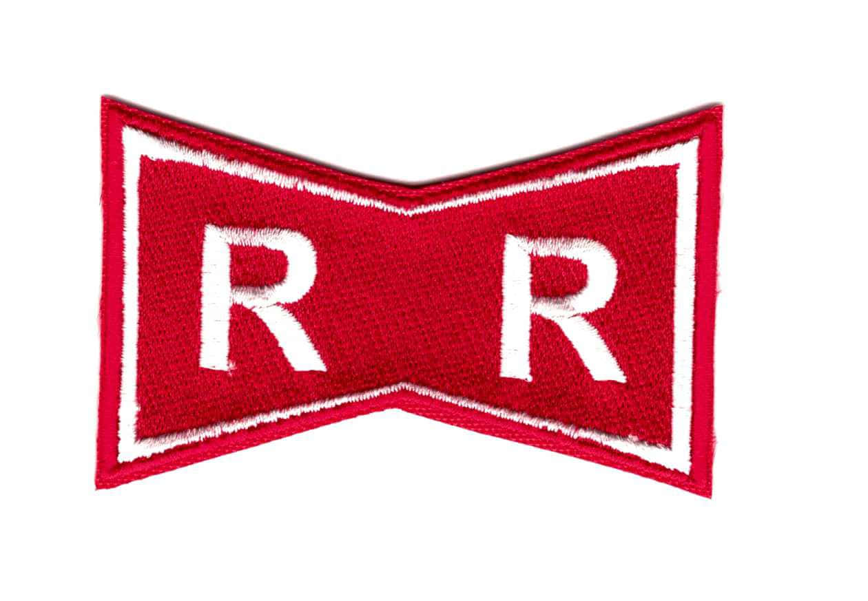 Red Ribbon Army, red bowtie-shaped patch, white embroidered letters R R, SD Desktop Wallpaper