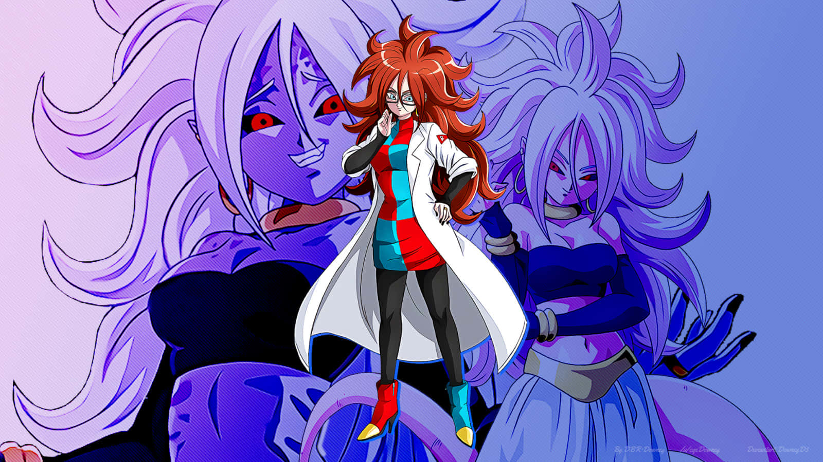 Red Ribbon Army, fiery-haired anime scientist, white coat, HD Desktop Wallpaper