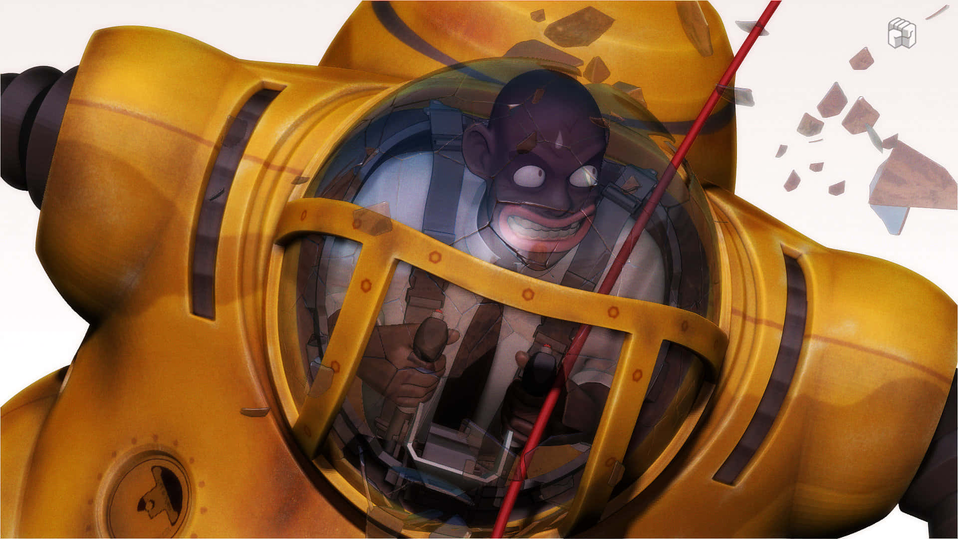 Red Ribbon Army, yellow diving suit, cracked helmet, Full HD Desktop Wallpaper