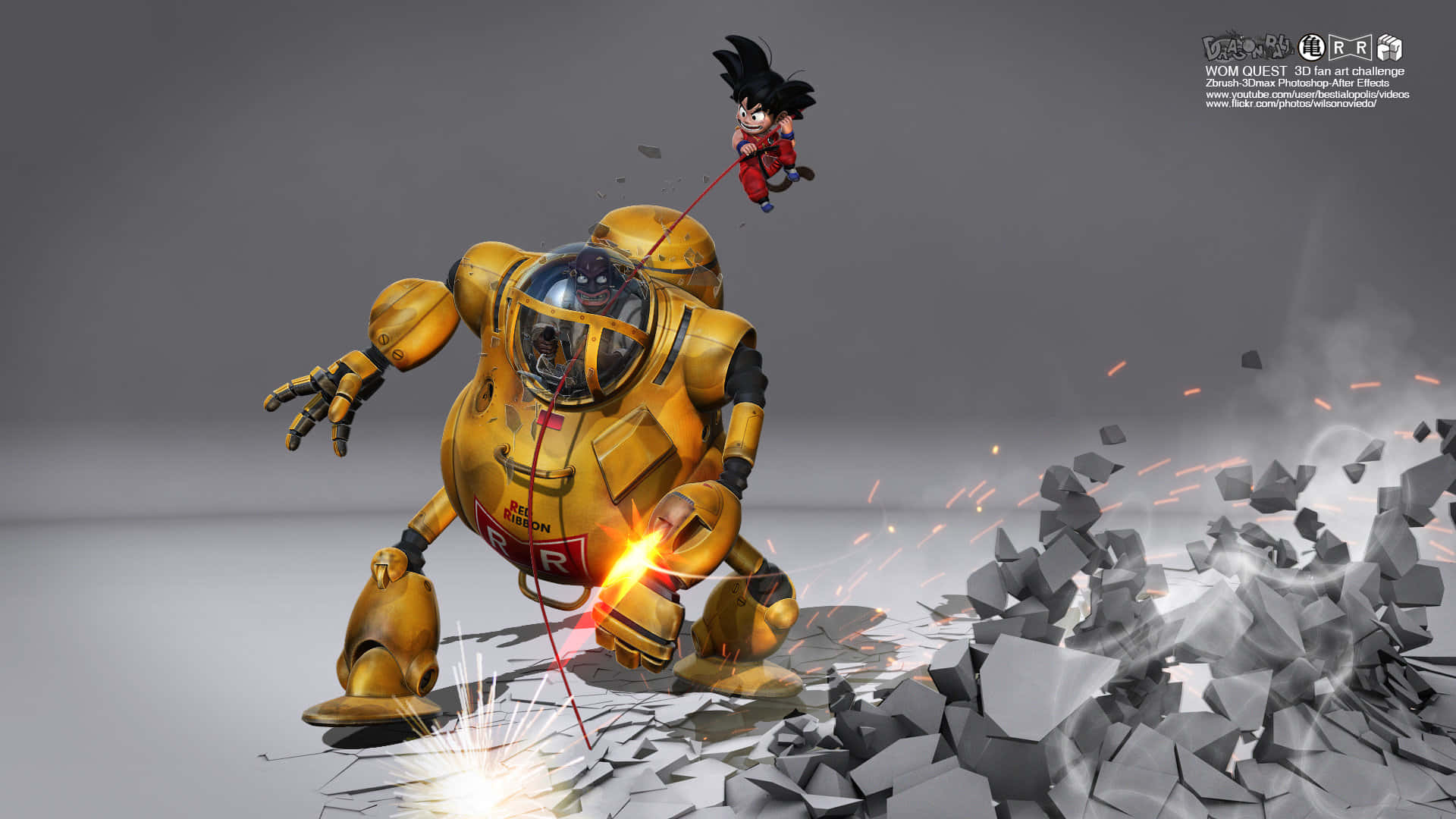 Red Ribbon Army, anime character, red rope, Full HD Desktop Wallpaper
