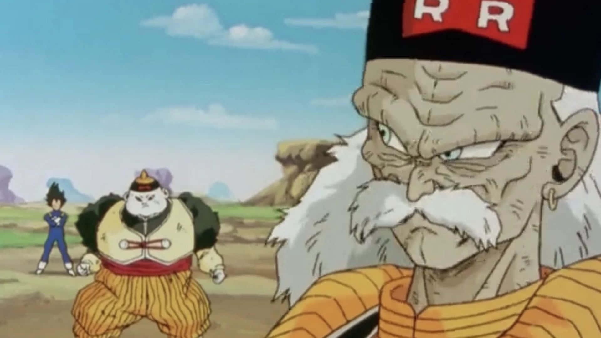 Red Ribbon Army, stern old man with a white beard, cat-like warrior, Full HD Desktop Wallpaper