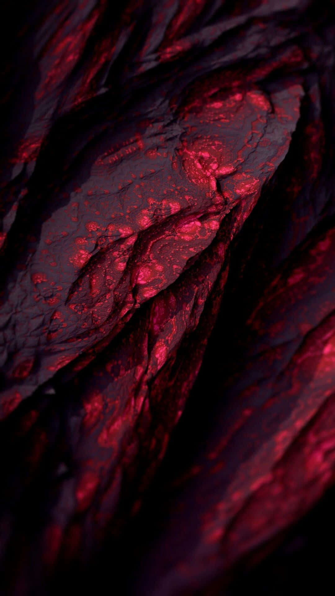 red rock, deep crimson, glowing veins, Full HD Phone Wallpaper