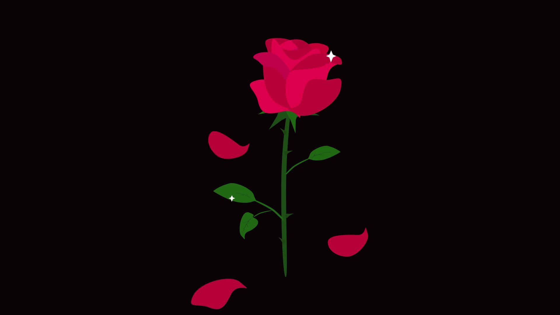 Red Rose Aesthetic, vibrant red rose, falling petals, Full HD Desktop Wallpaper