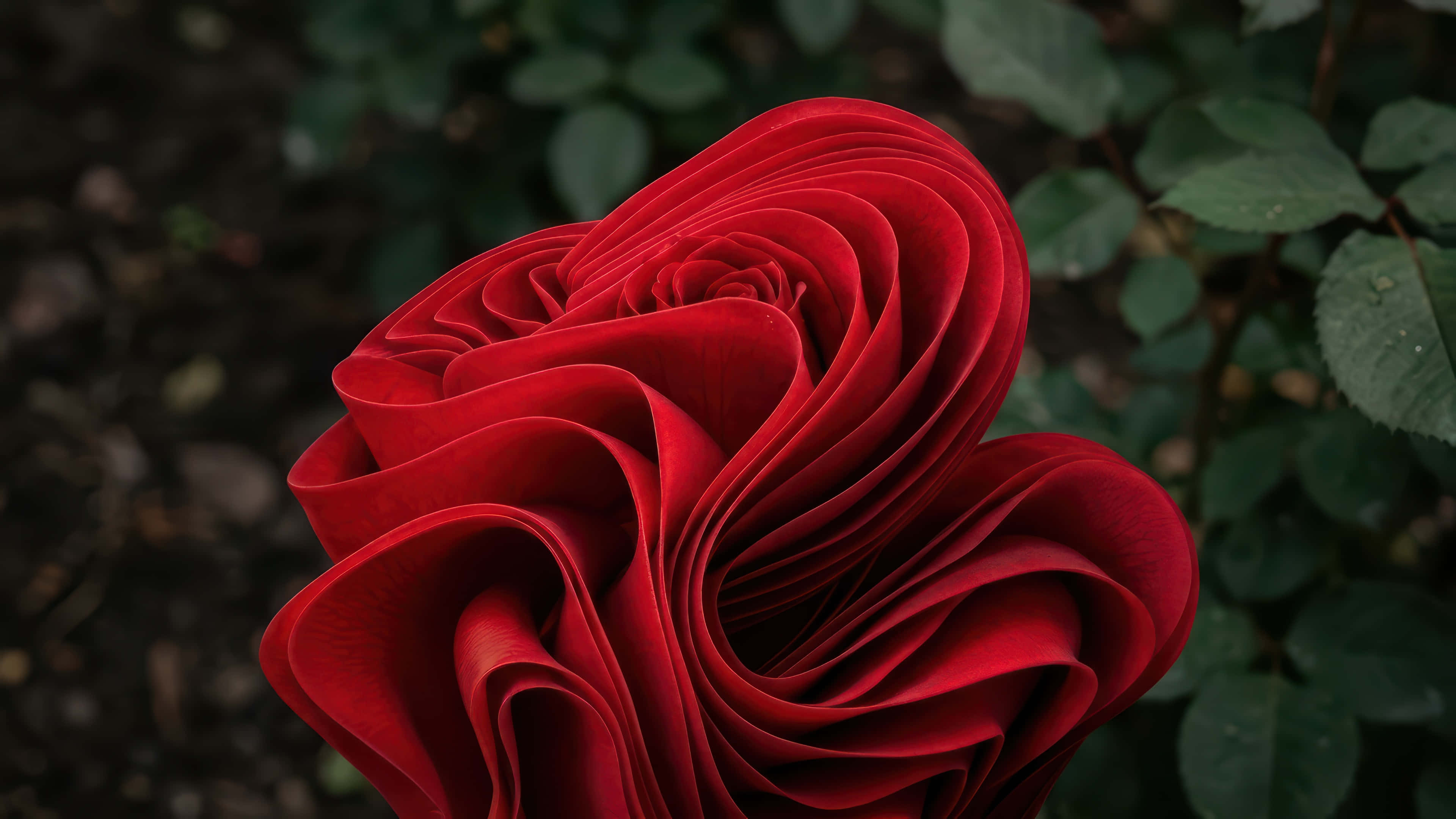 Red Rose, vibrant red rose, deeply layered petals, 4K Desktop Wallpaper