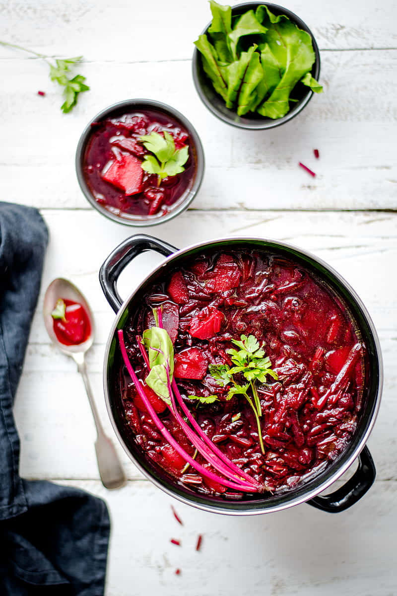 Red Sauce, crimson borscht, black pot, SD Phone Wallpaper