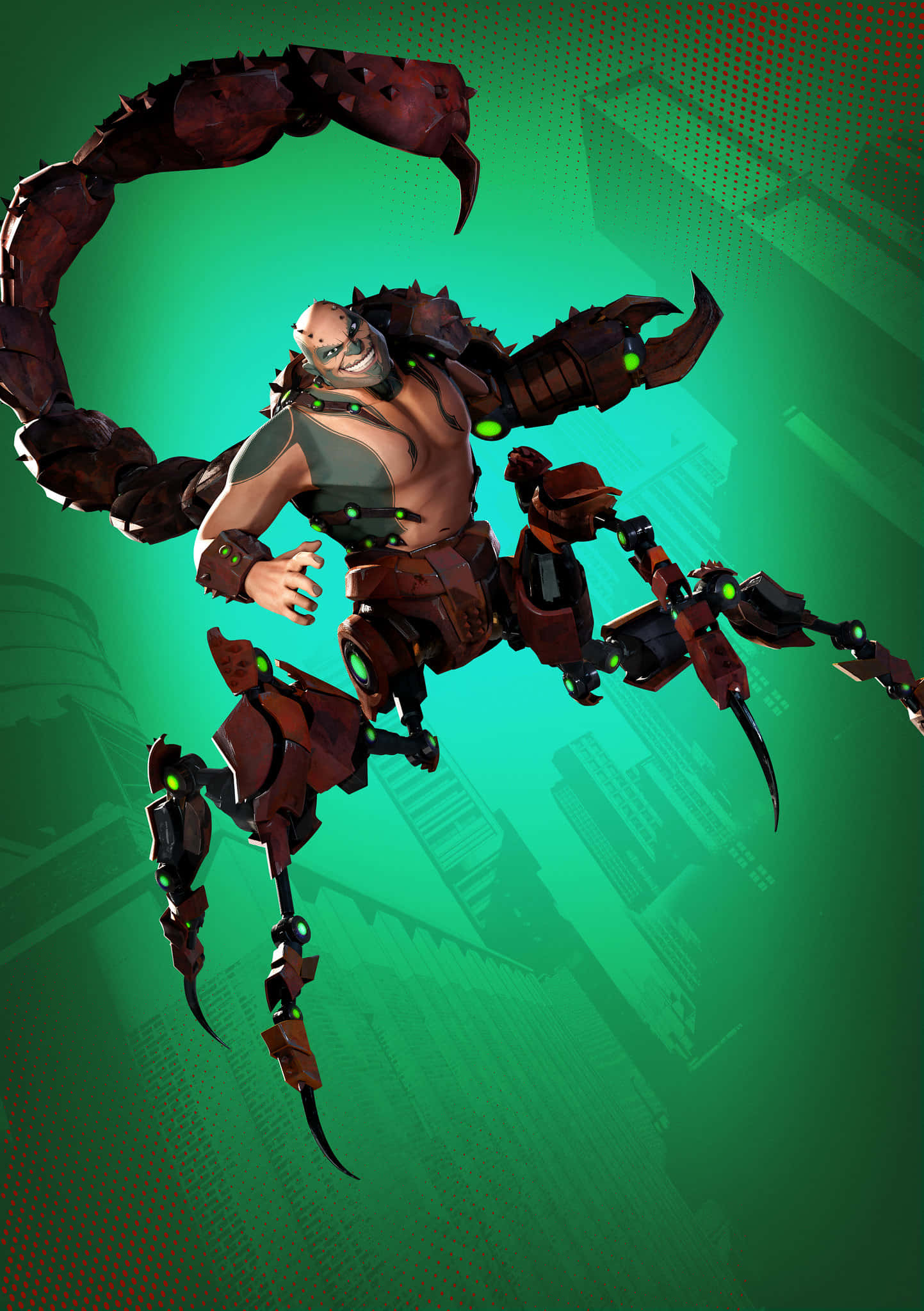 Scorpion, mech warrior, glowing green joints, Full HD Phone Wallpaper