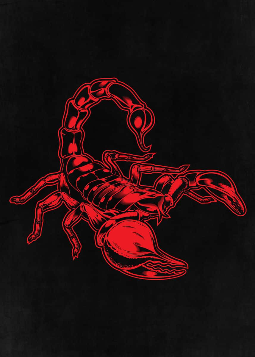 Red Scorpion, textured black background, sharp linework, SD Phone Wallpaper