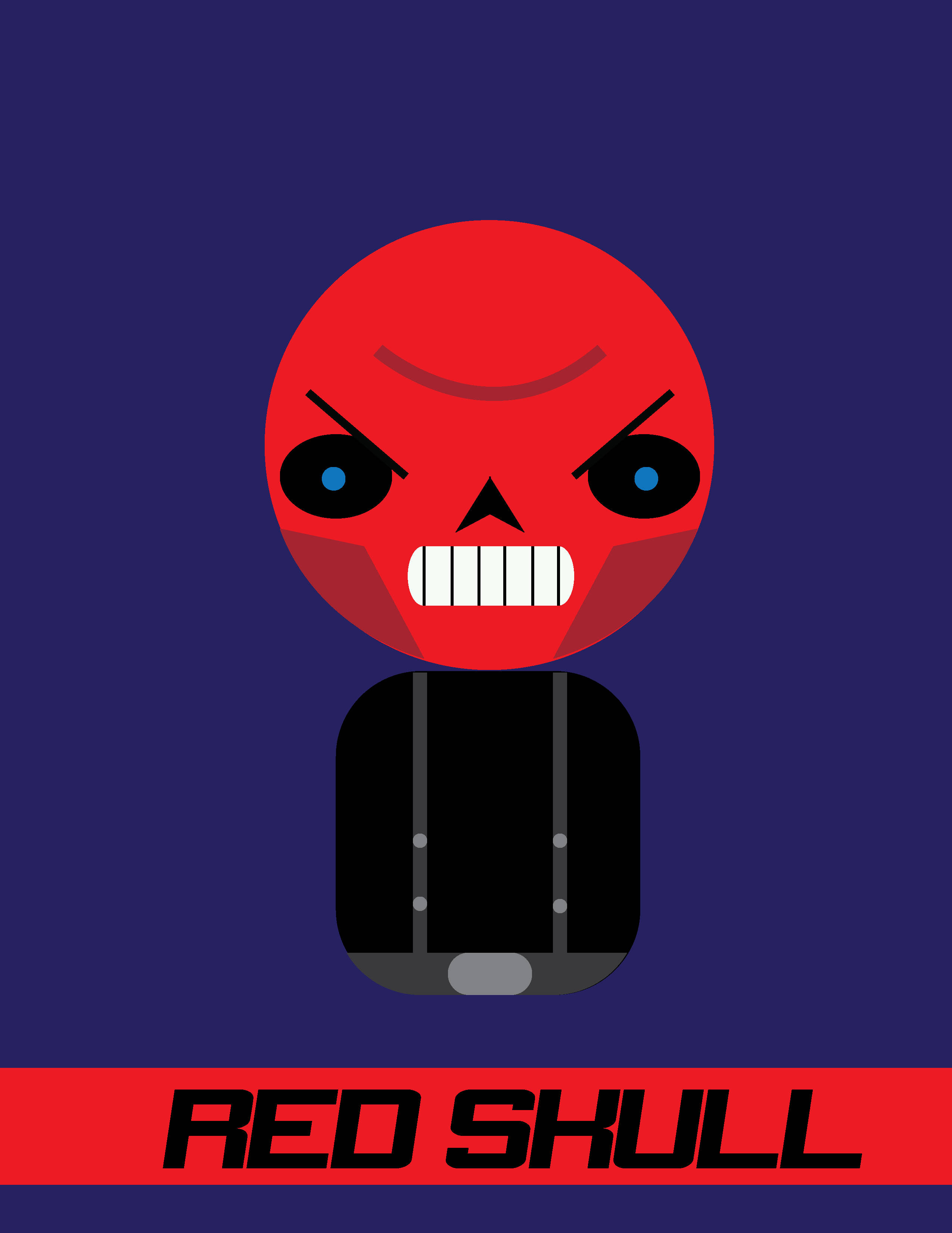 Red Skull, dark blue background, red banner, 2K Phone Wallpaper