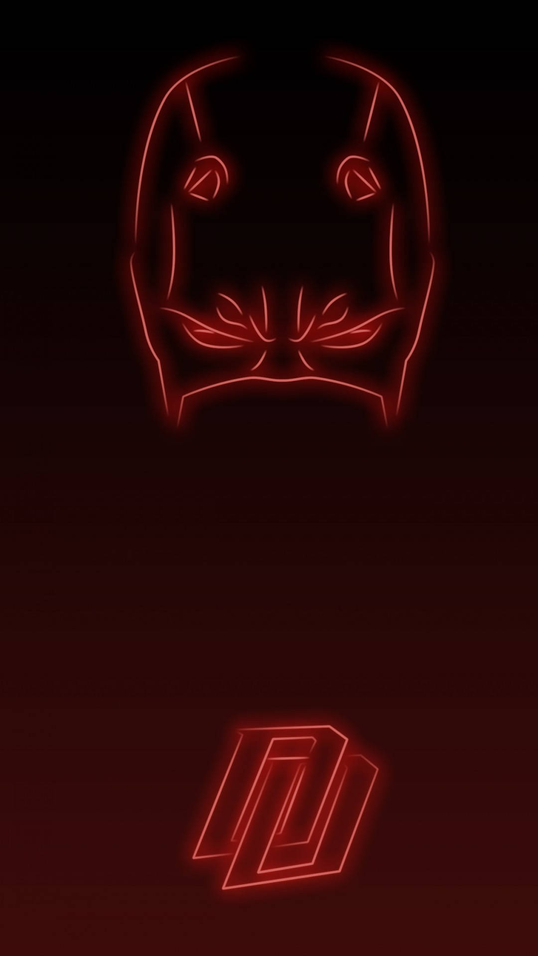 minimalist red skull art, glowing red neon outline, stylized mask, Full HD Phone Wallpaper