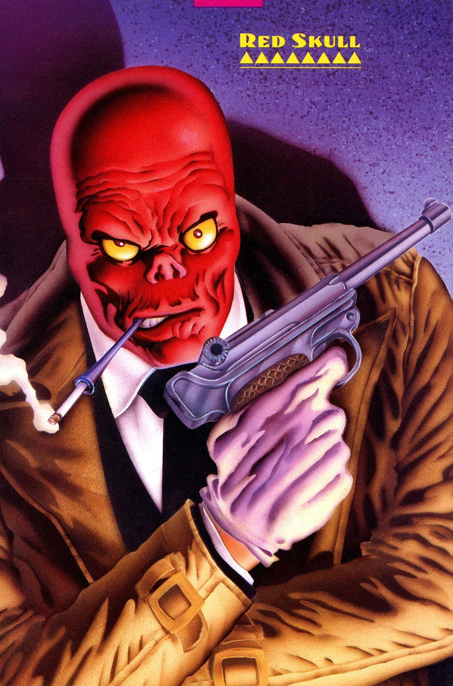 Red Skull, glowing yellow eyes, cigarette, Full HD Phone Wallpaper
