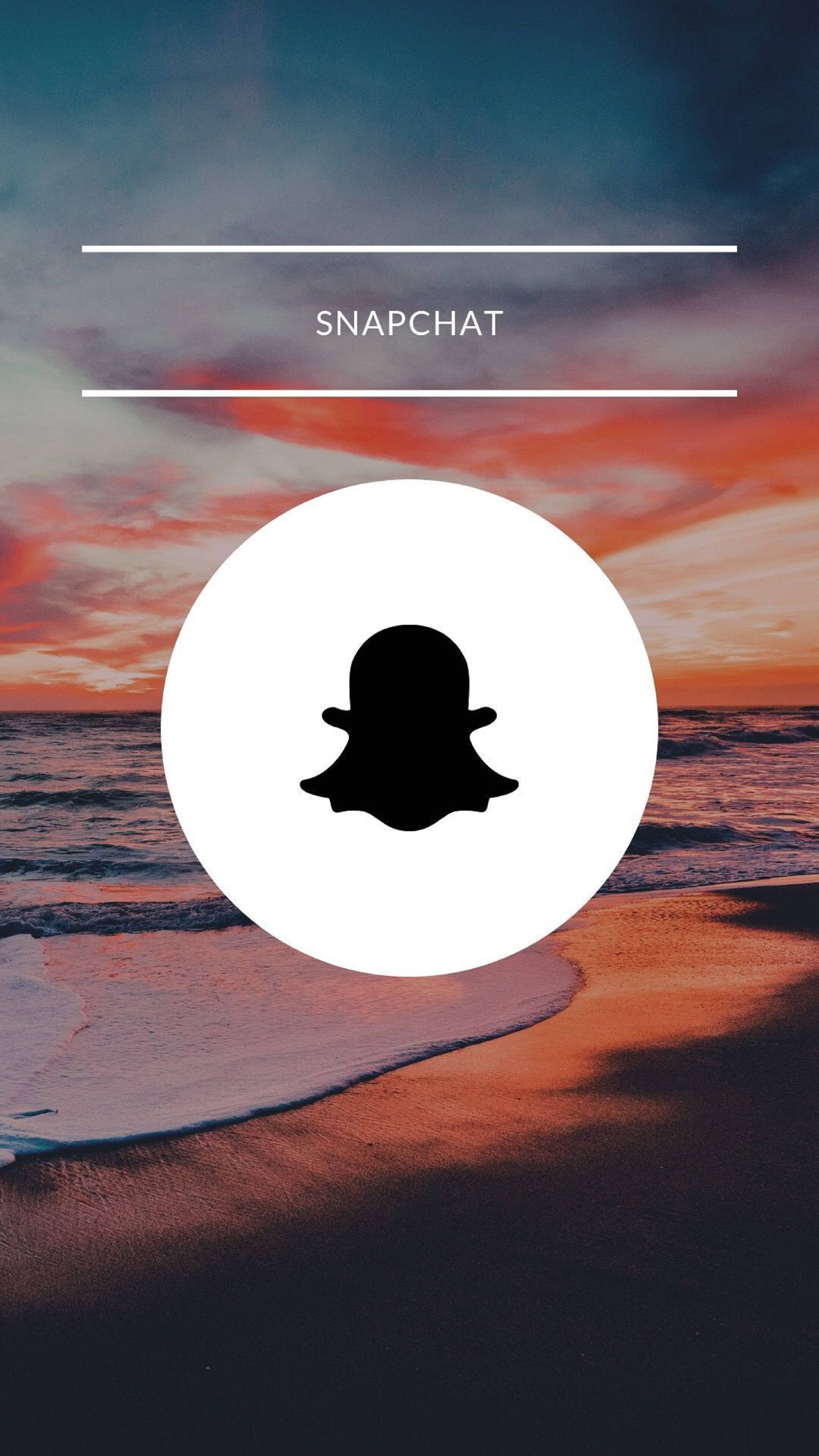 Snapchat logo, sunset, beach scene, 5K Phone Wallpaper