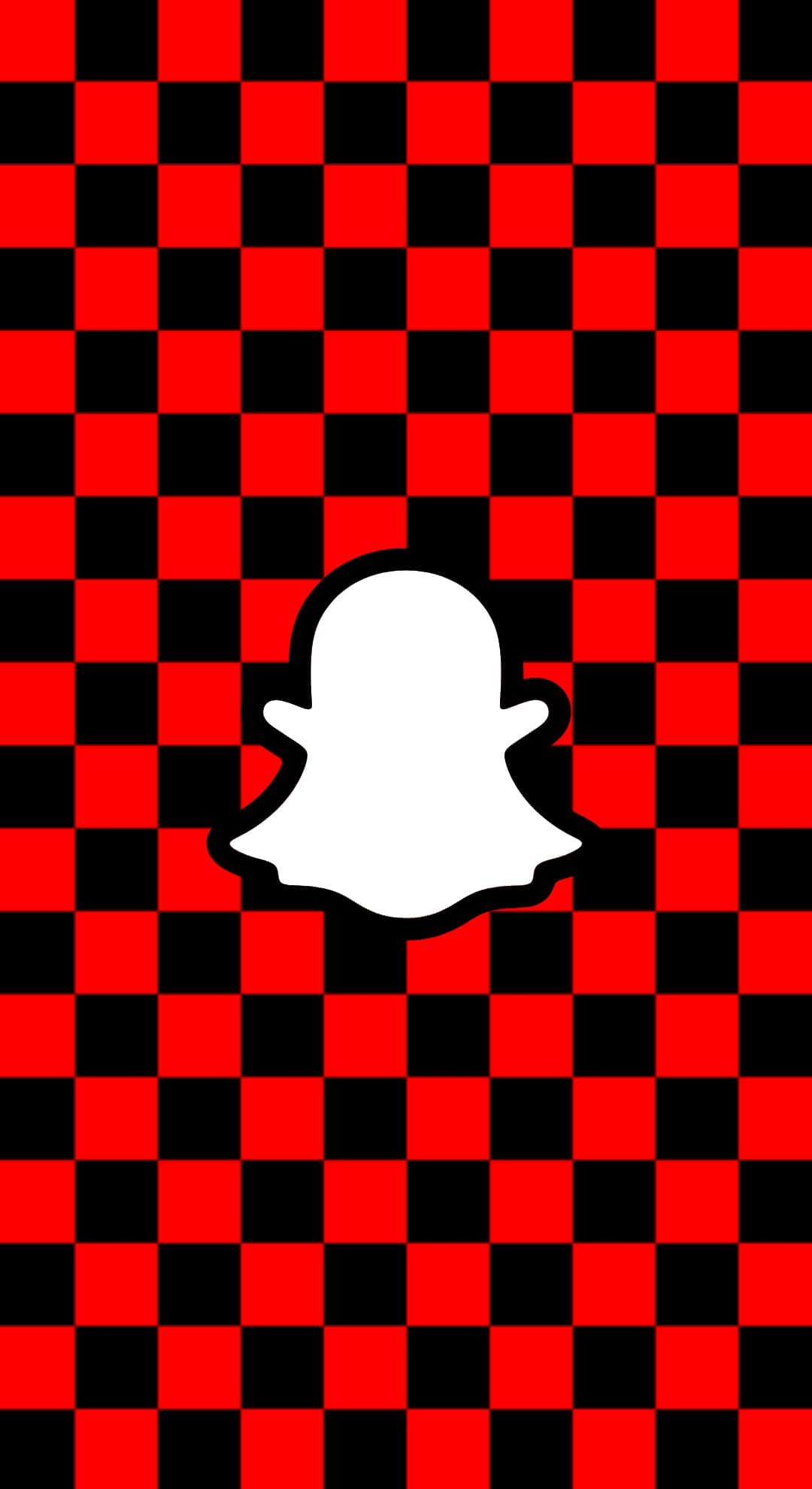 Red Snapchat Logo, checkerboard pattern, black, Full HD Phone Wallpaper