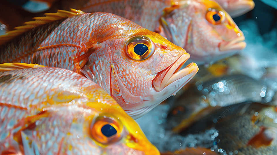 Red Snapper, ice, seafood market, SD Desktop Wallpaper