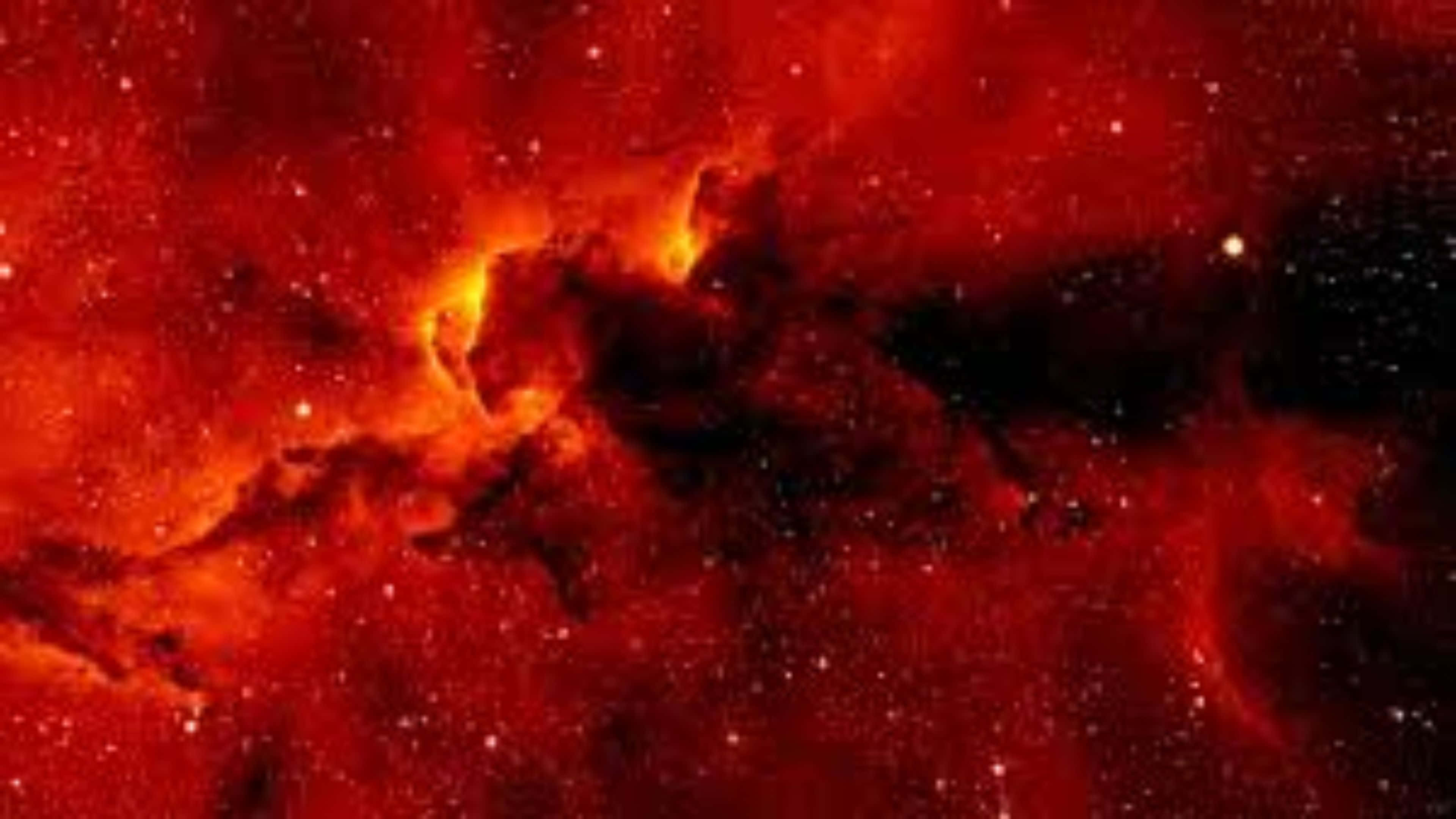 Red Space, fiery red nebula, glowing orange cores, 4K Desktop Wallpaper