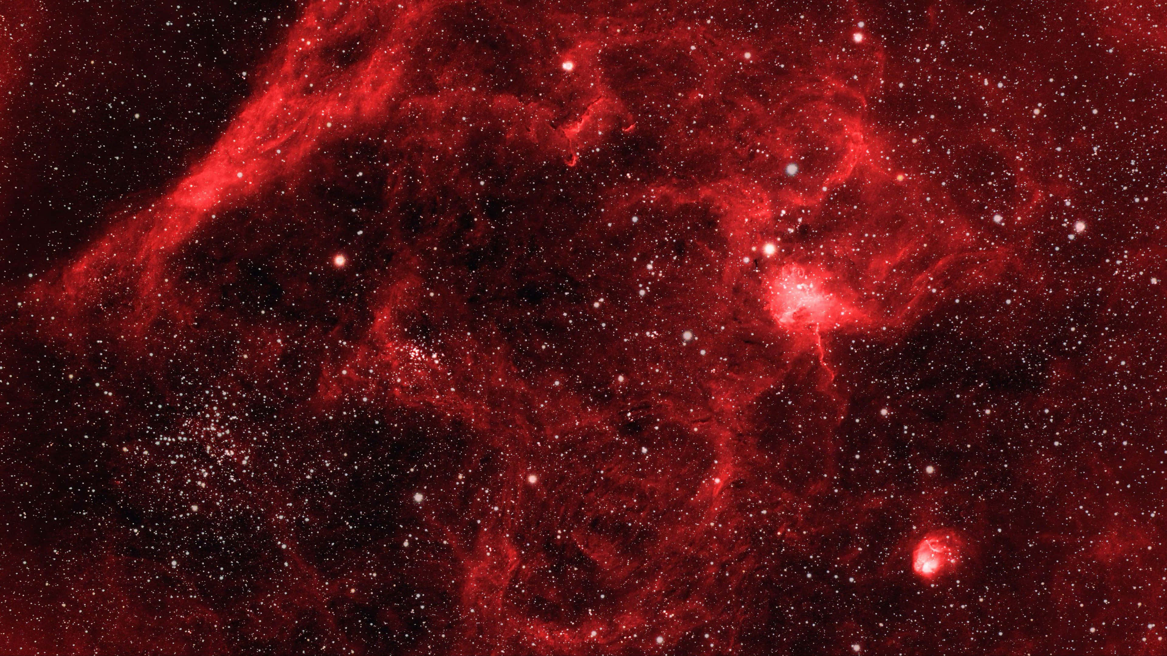 Red Space, vibrant red nebula, glowing gas, 4K Desktop Wallpaper