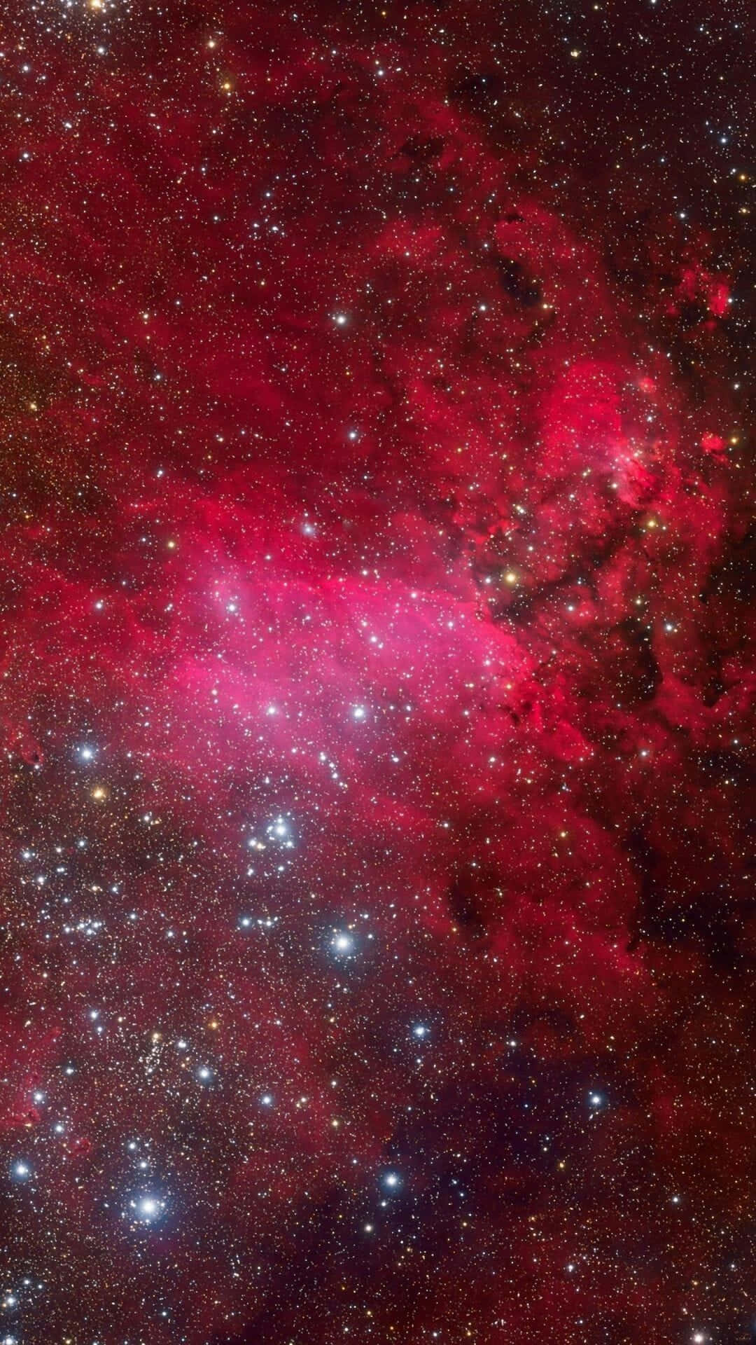 Red Space, vibrant red nebula, countless stars, Full HD Phone Wallpaper