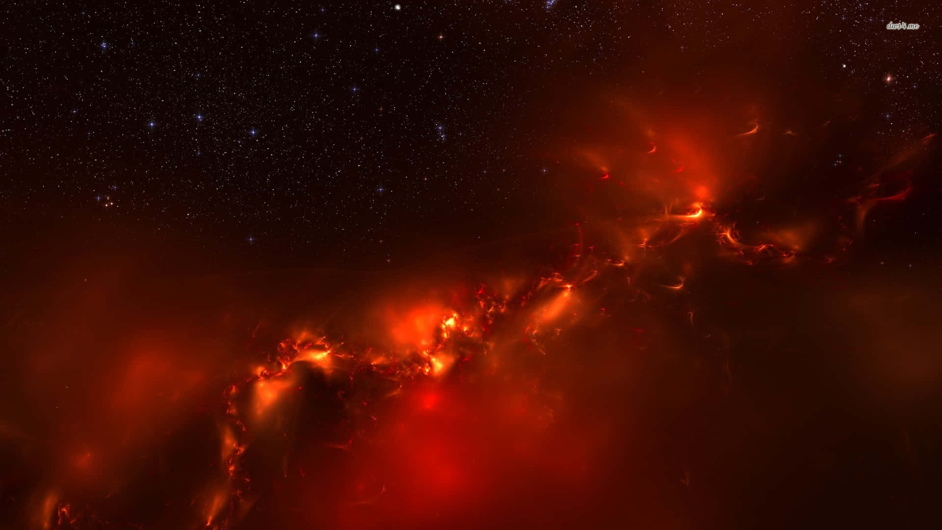 Red Space, vibrant red nebula, starfield, Full HD Desktop Wallpaper
