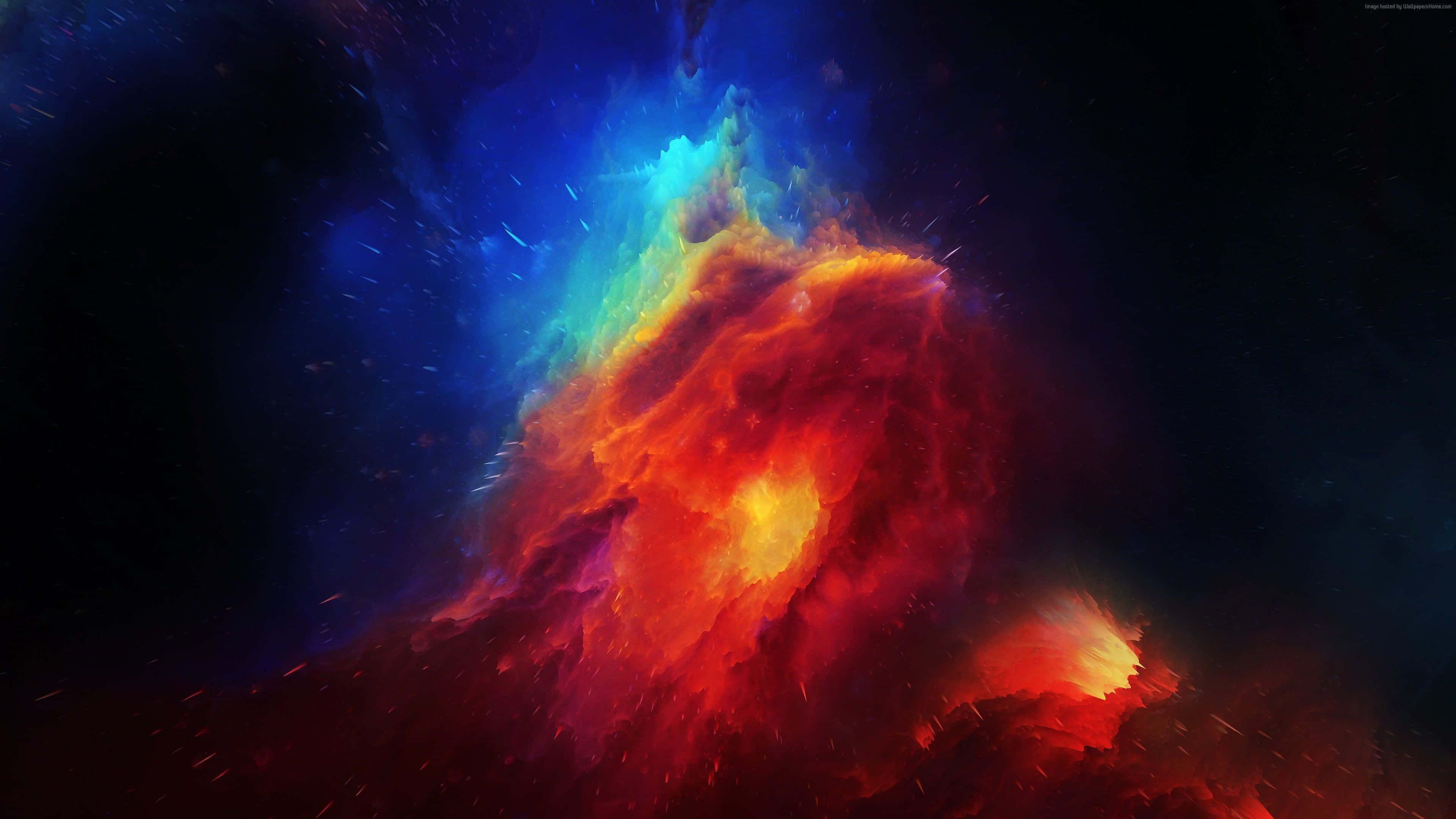 Red Space, cosmic nebula, fiery reds, 4K Desktop Wallpaper