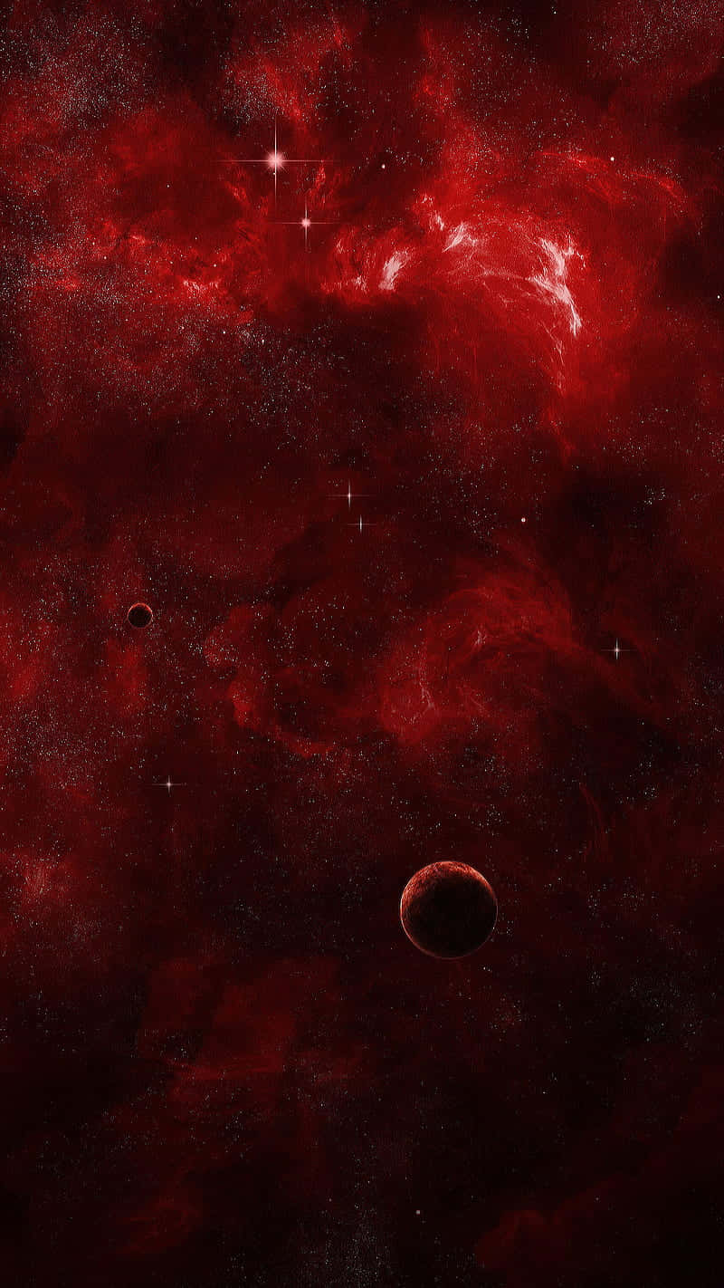 Red Space, red nebulae, glowing stars, HD Phone Wallpaper