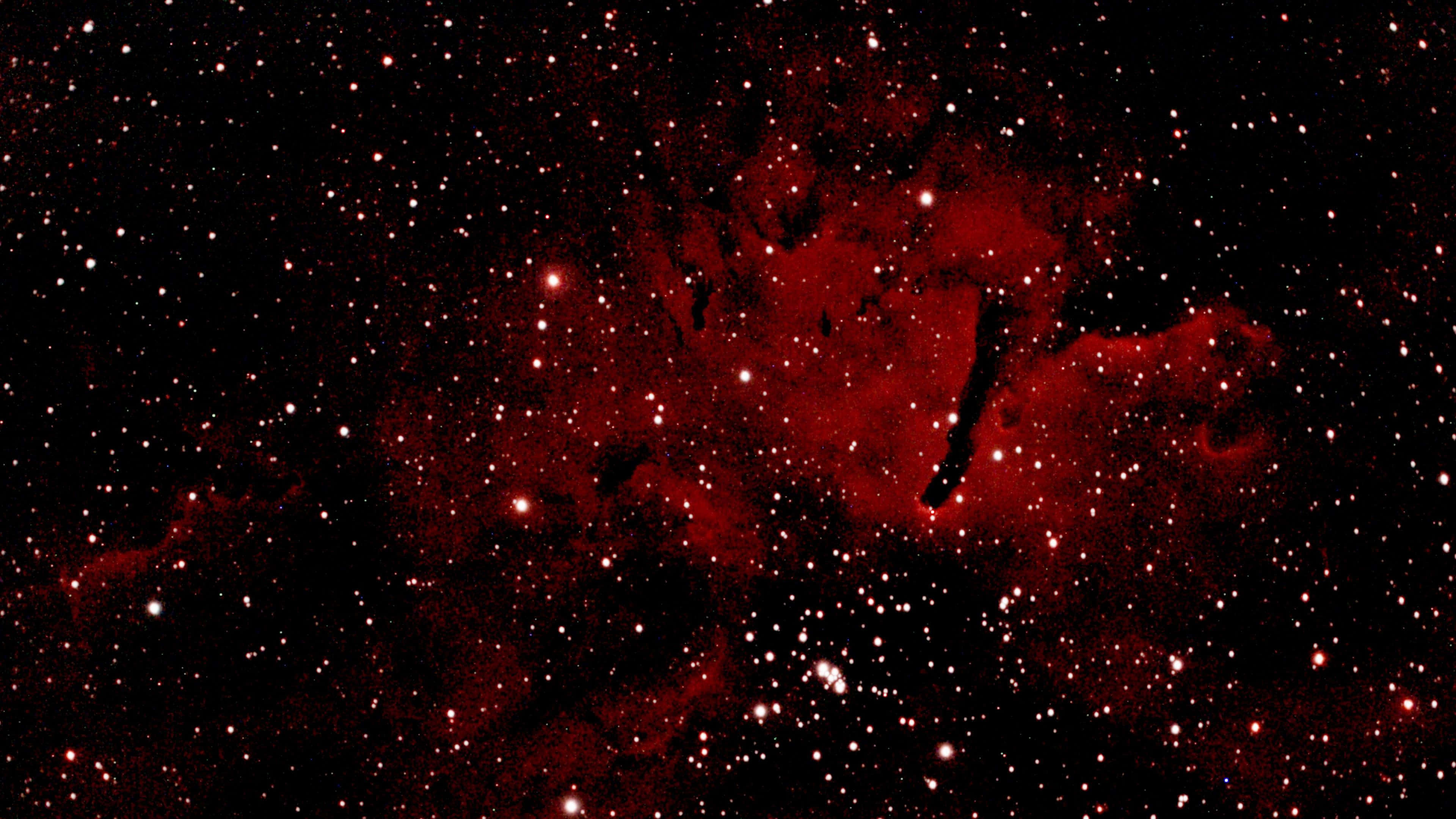 Red Space, cosmic nebula, deep red hues, 4K Desktop Wallpaper
