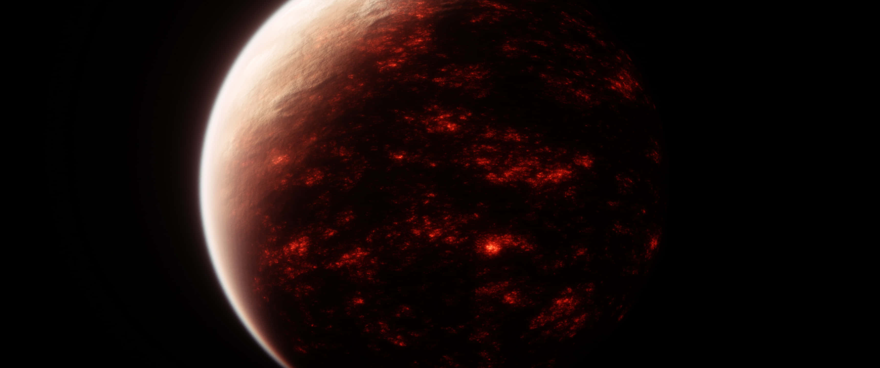 Red Space, 3440 x 1440, fiery red planet, 2K Desktop Wallpaper