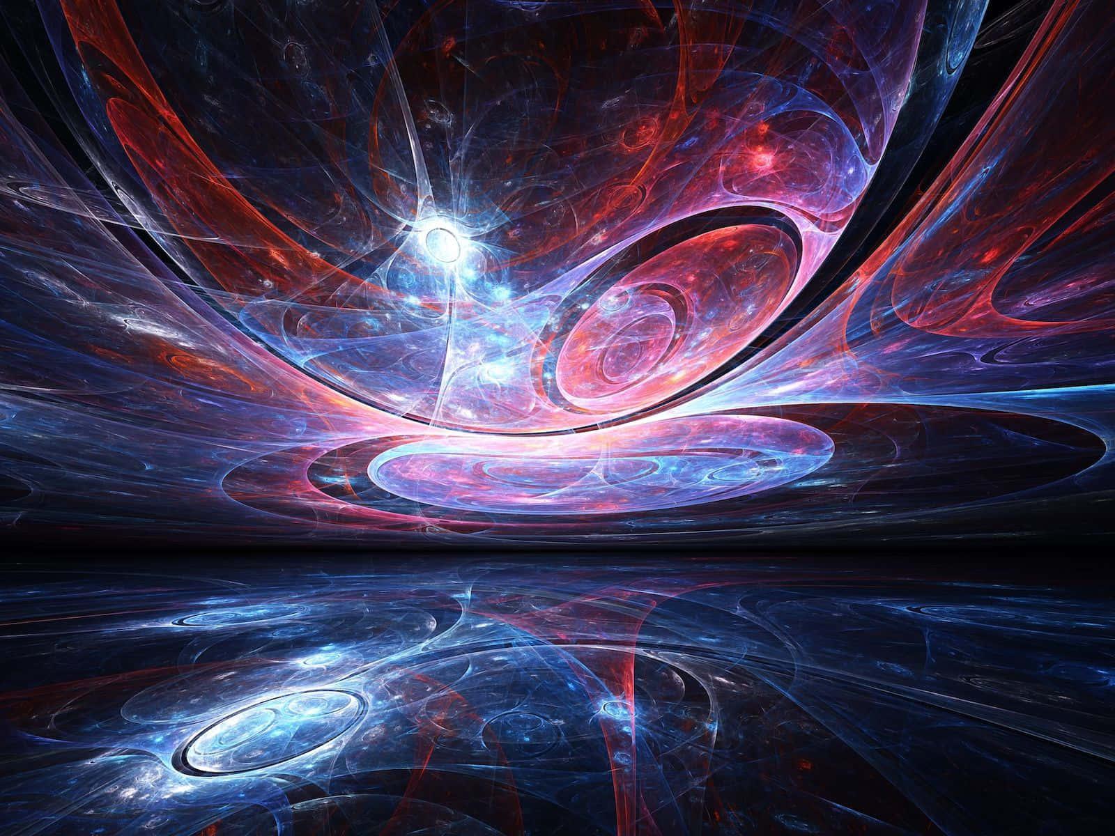 Red Space, cosmic vortex, red blue and purple fractal energy, HD Desktop Wallpaper