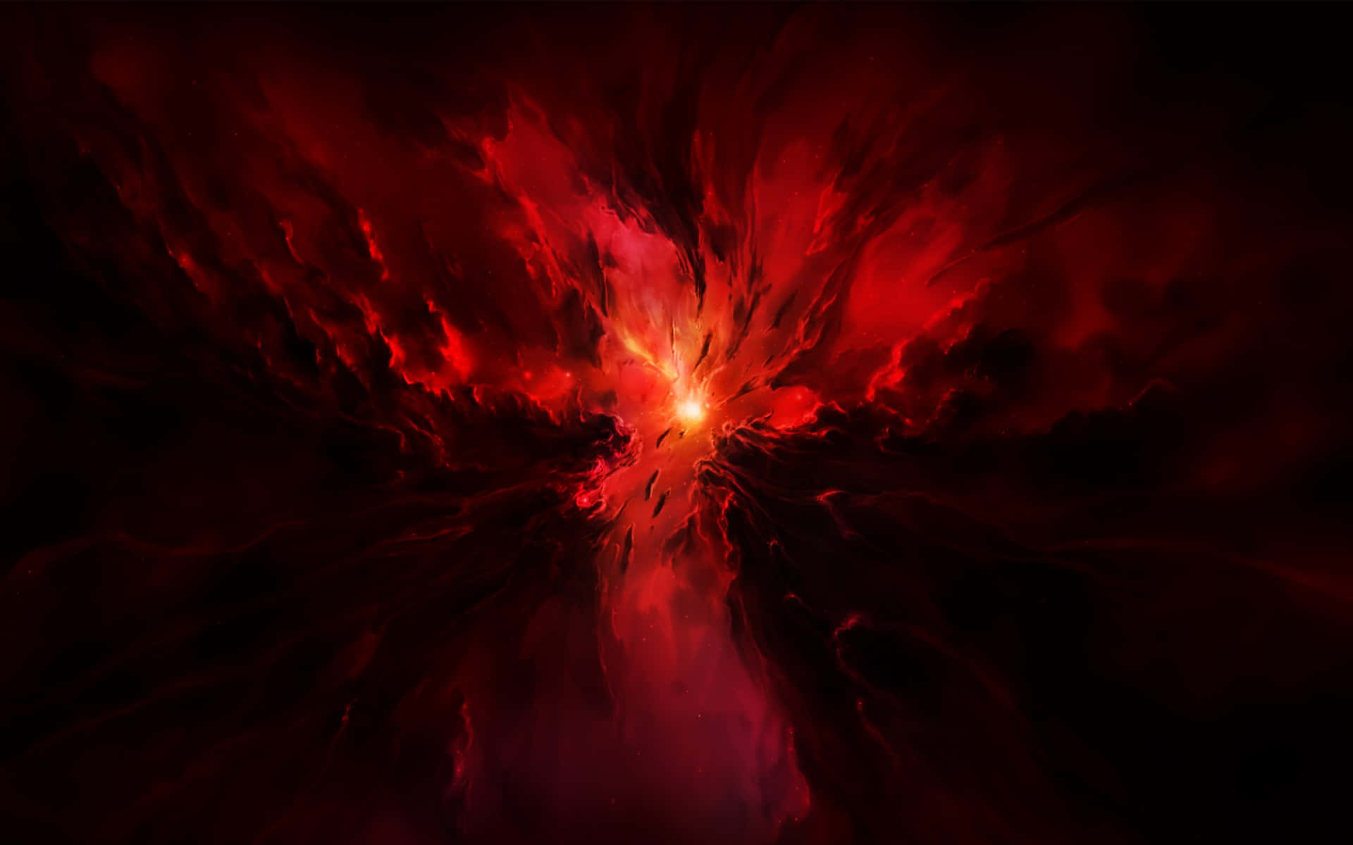 Red Space, Swirling Red Nebula, fiery red, Full HD Desktop Wallpaper