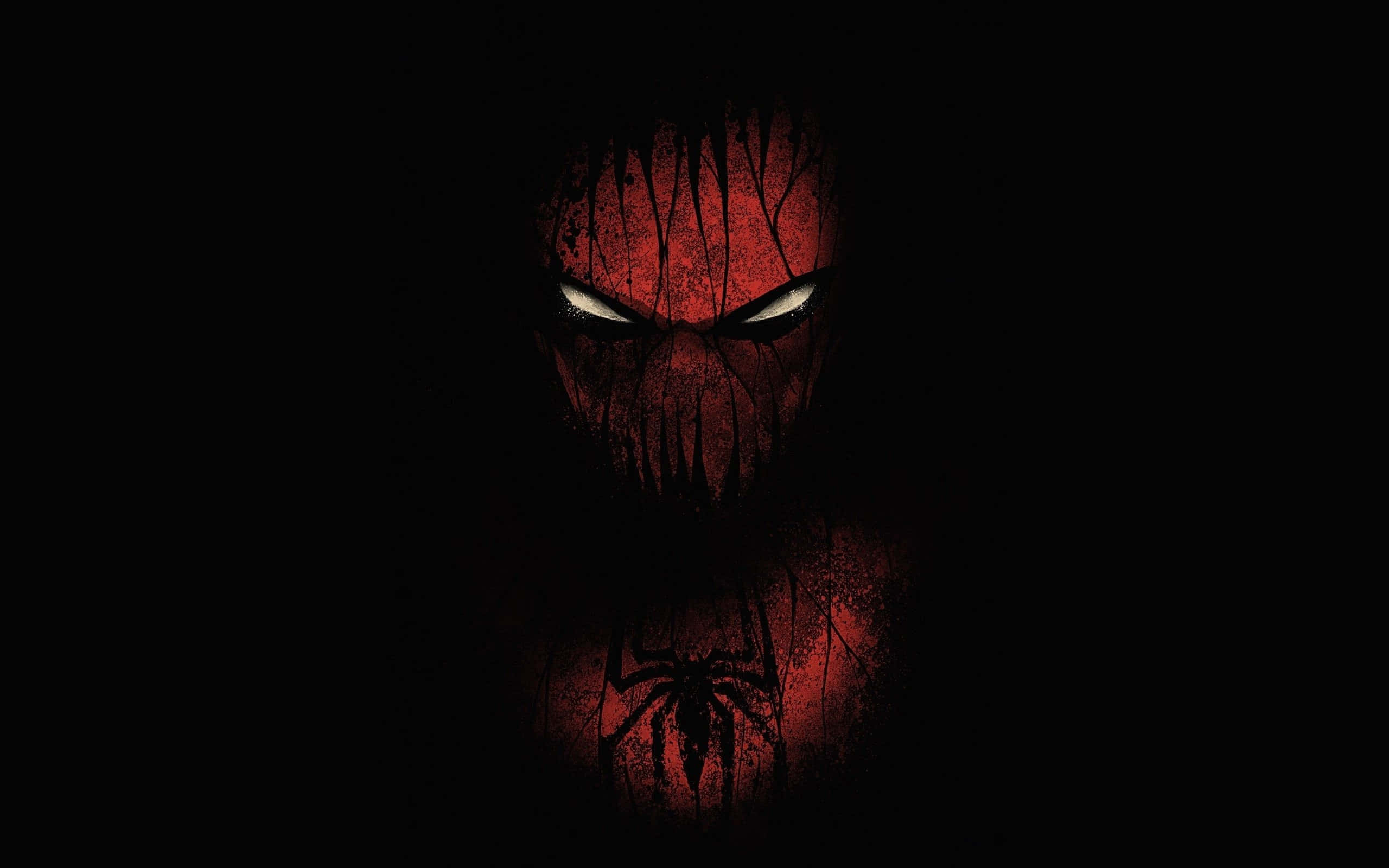 Red Spider Mask, glowing eyes, sharp teeth, 2K Desktop Wallpaper