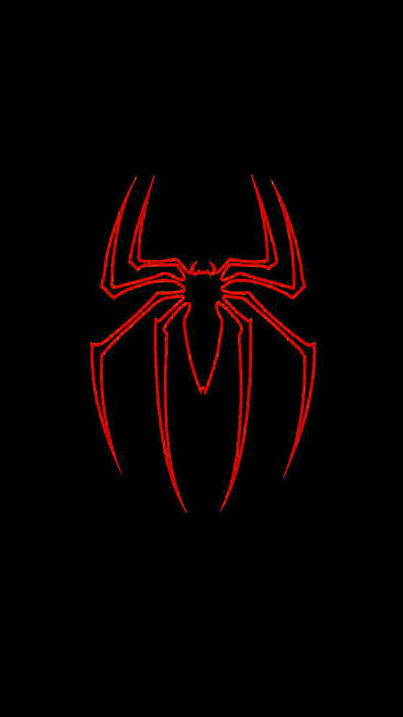Red Spider, glowing red spider emblem, solid black background, HD Phone Wallpaper