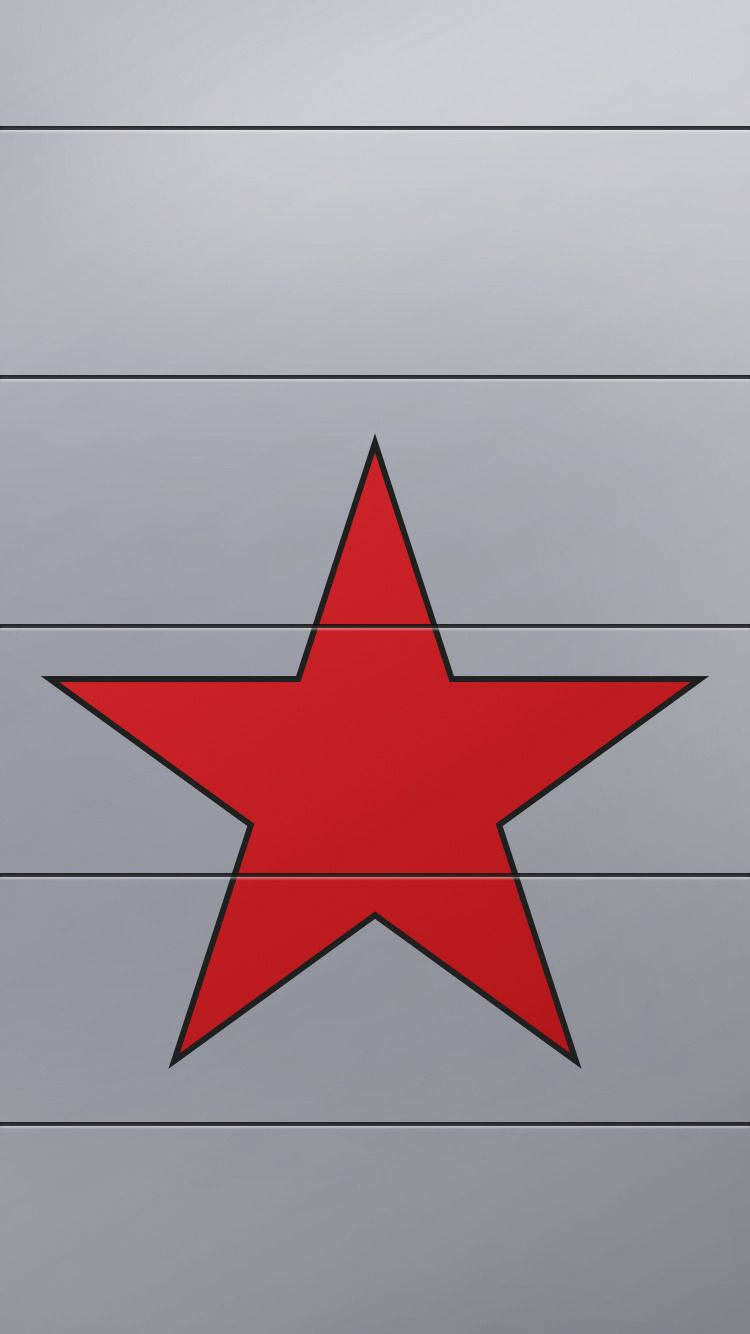 Red Star, silver metal plate, black outline, HD Phone Wallpaper