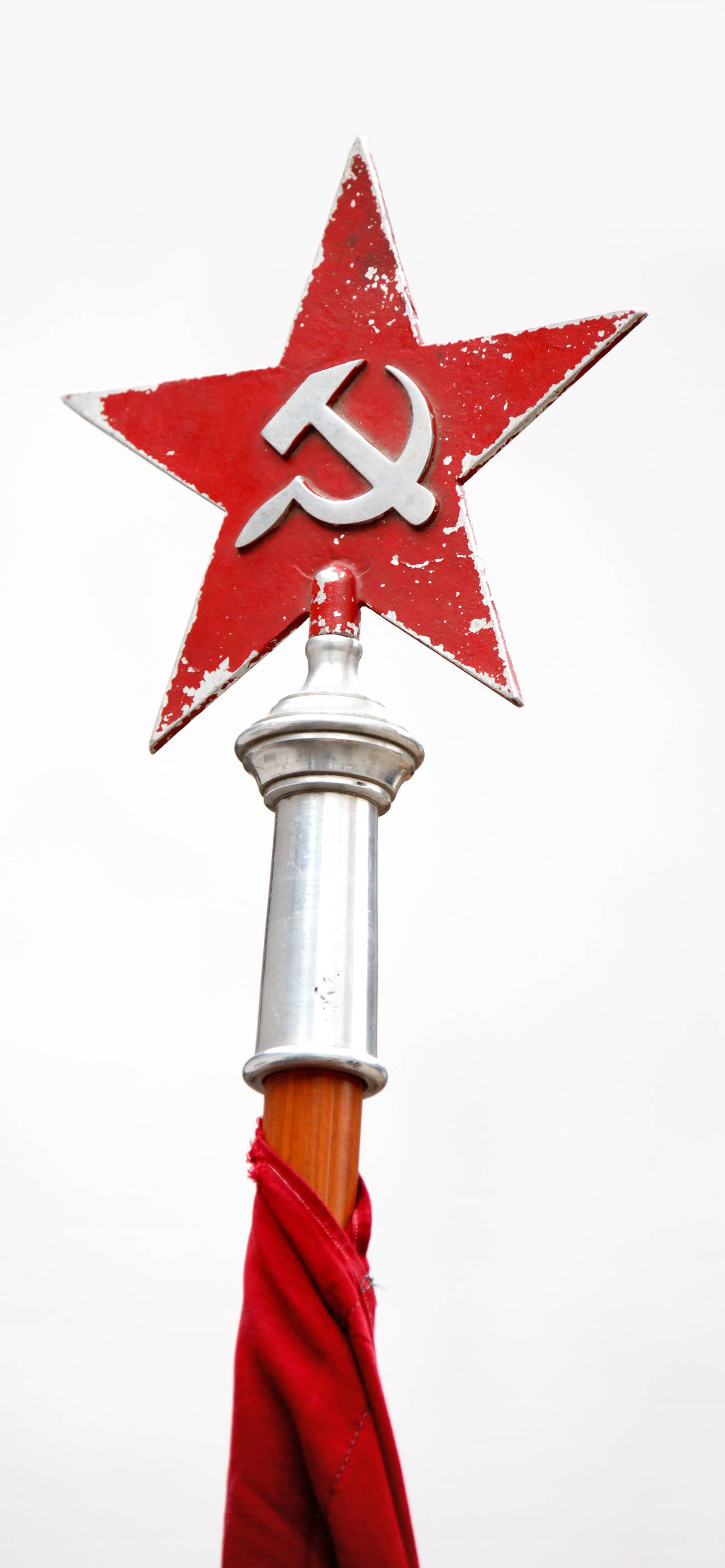 Red Star, hammer and sickle, flagpole, 2K Phone Wallpaper