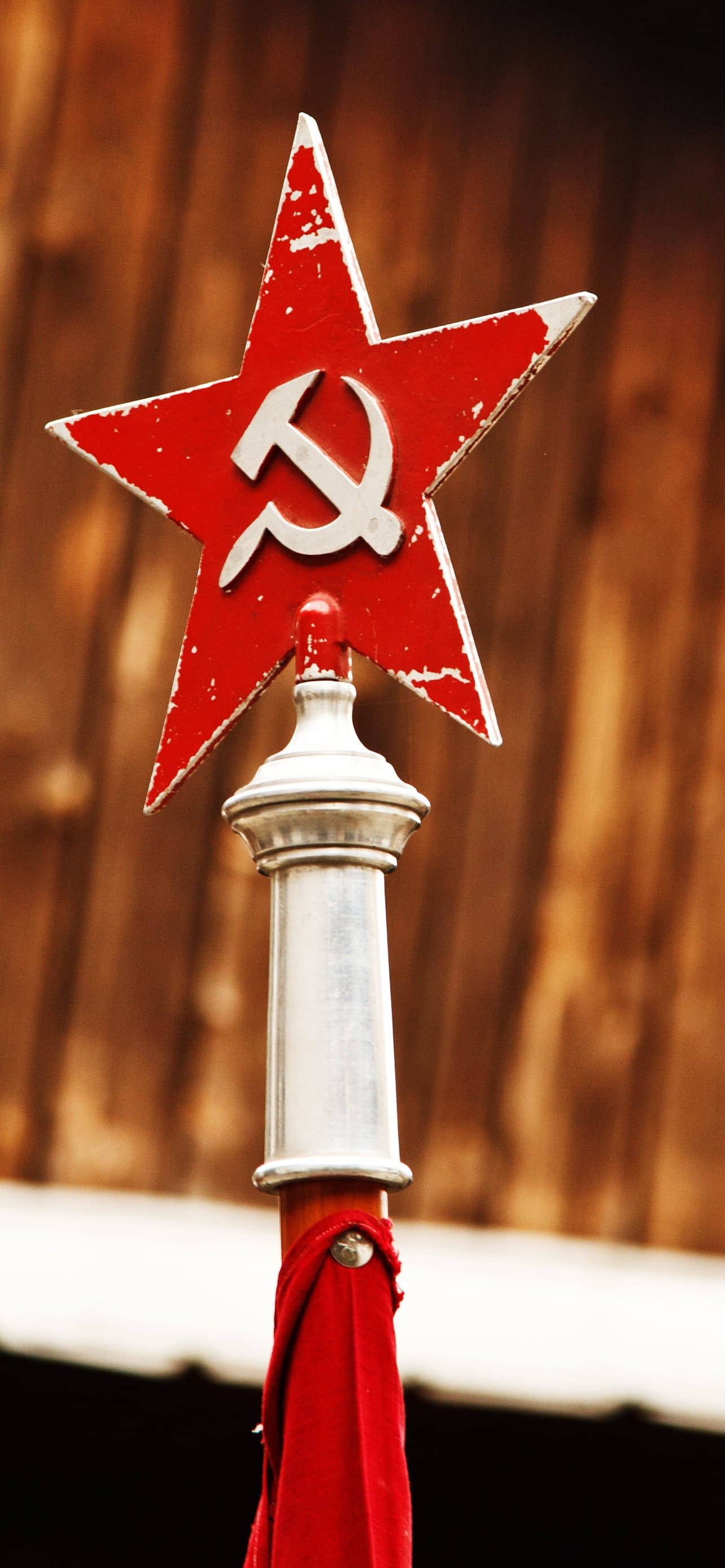 Red Star, hammer and sickle, silver pole, 2K Phone Wallpaper