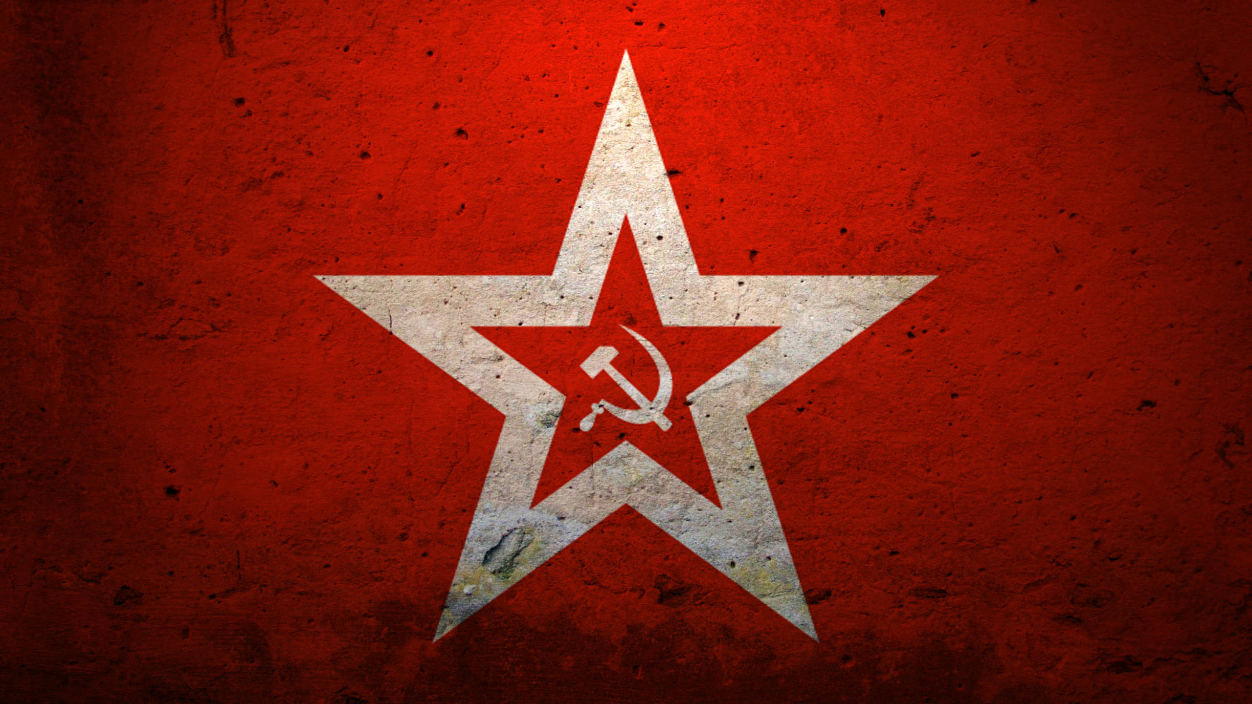red star, hammer and sickle, crimson background, 2K Desktop Wallpaper