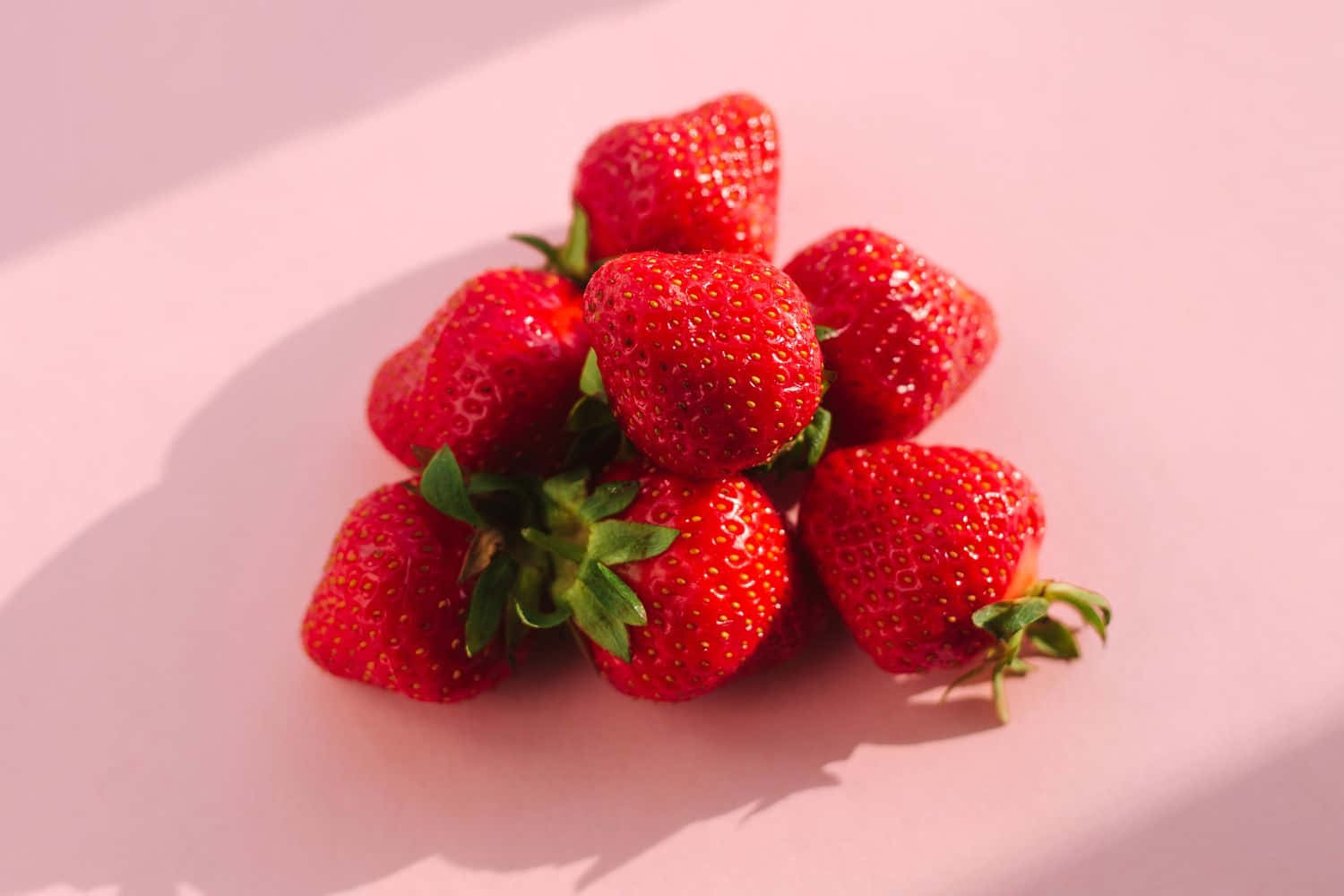 Fresh Strawberries, pink background, ripe red strawberries, HD Desktop Wallpaper