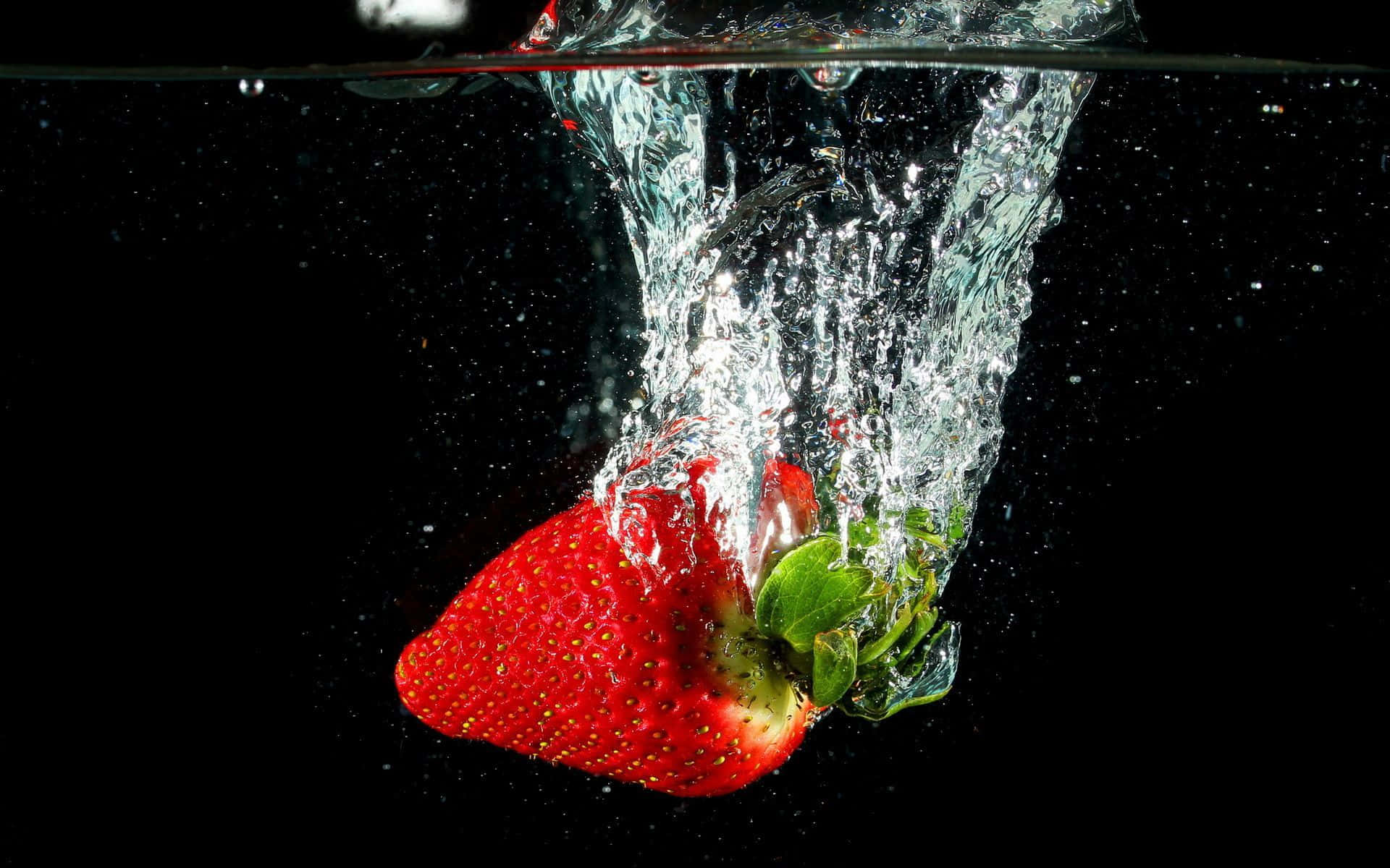 Red Strawberry, vibrant red strawberry, water, Full HD Desktop Wallpaper