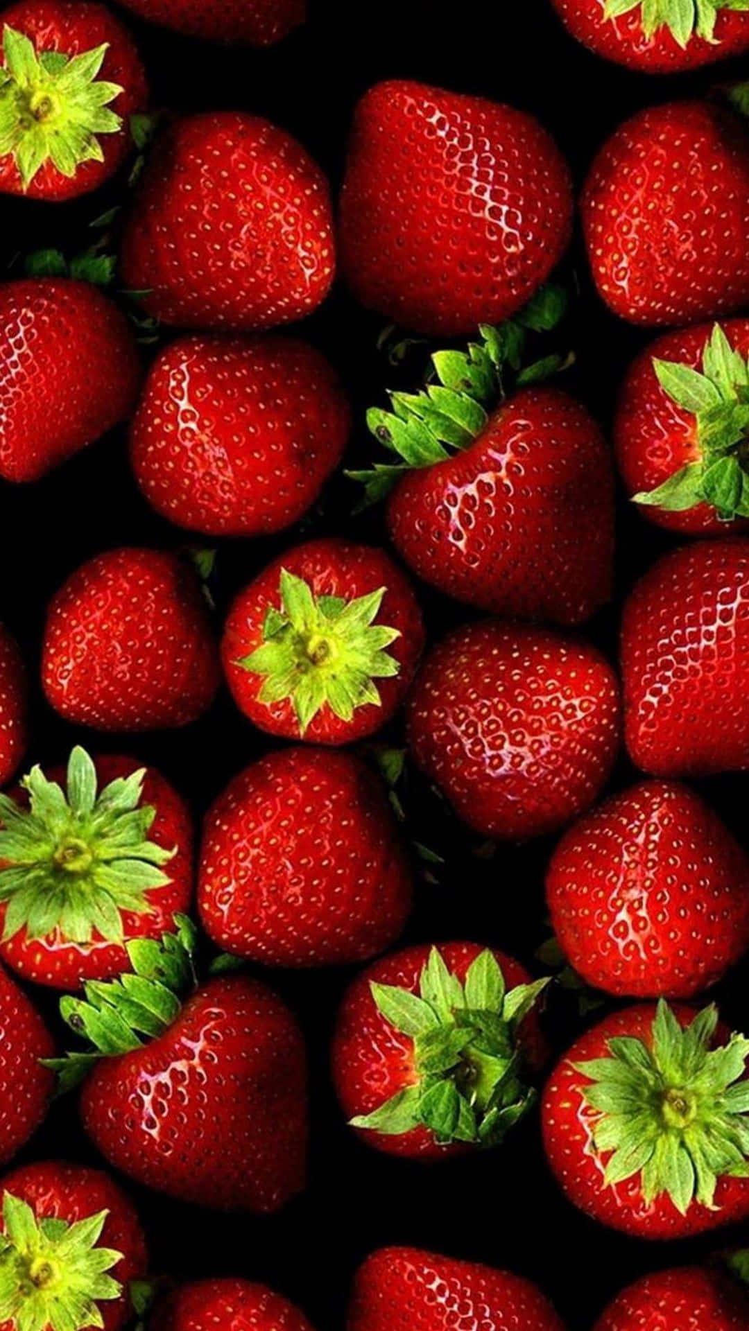 Red Strawberry, juicy ripe strawberries, green tops, Full HD Phone Wallpaper