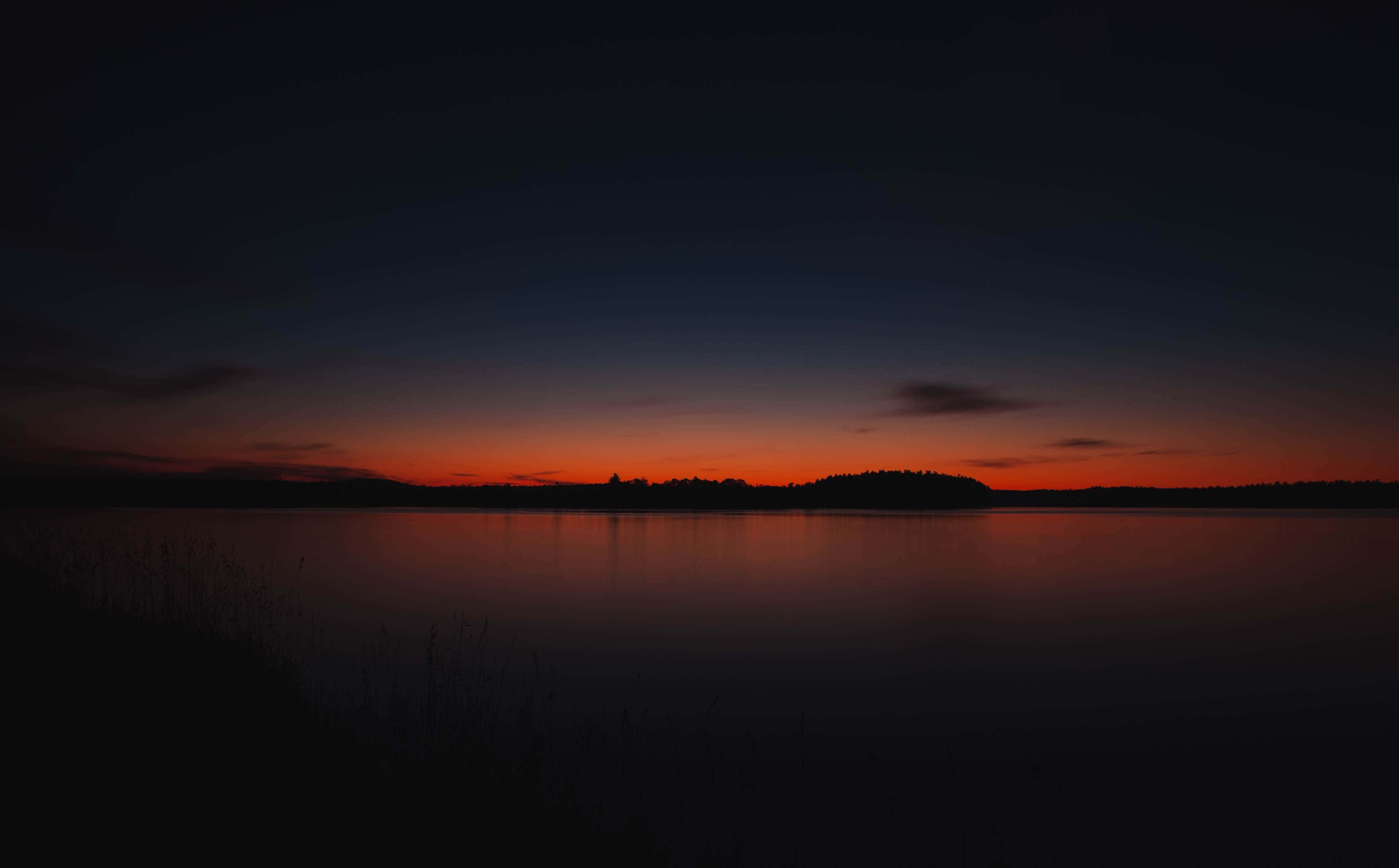 Red Sunset, fiery orange sunset, deep indigo sky, 4K Desktop Wallpaper